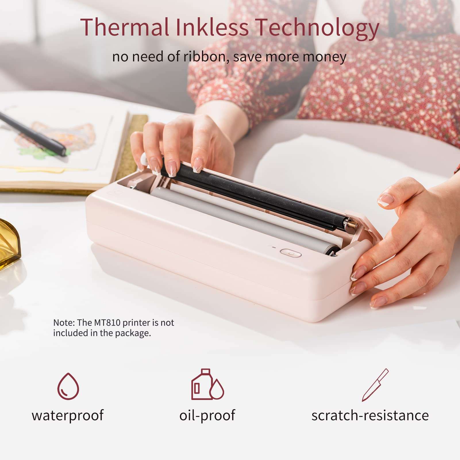 A4 Thermal Paper 2 Rolls, 8.3 Inch Width A4 Thermal Printer Paper, Thermal Paper for MT890 Printer, A4 Size(210mm Width/7M Long) 4