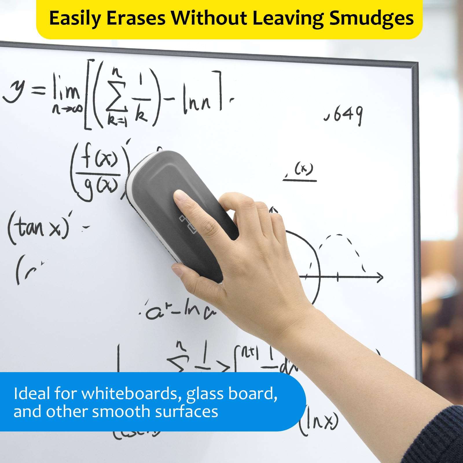 maxtek Magnetic Dry Erase Eraser, Glass Board Erasers, 1 Pack, Whiteboard Eraser for Dry Erase Board, Glass Board, Calendar Board, Office and School Supplies (Gray) 5