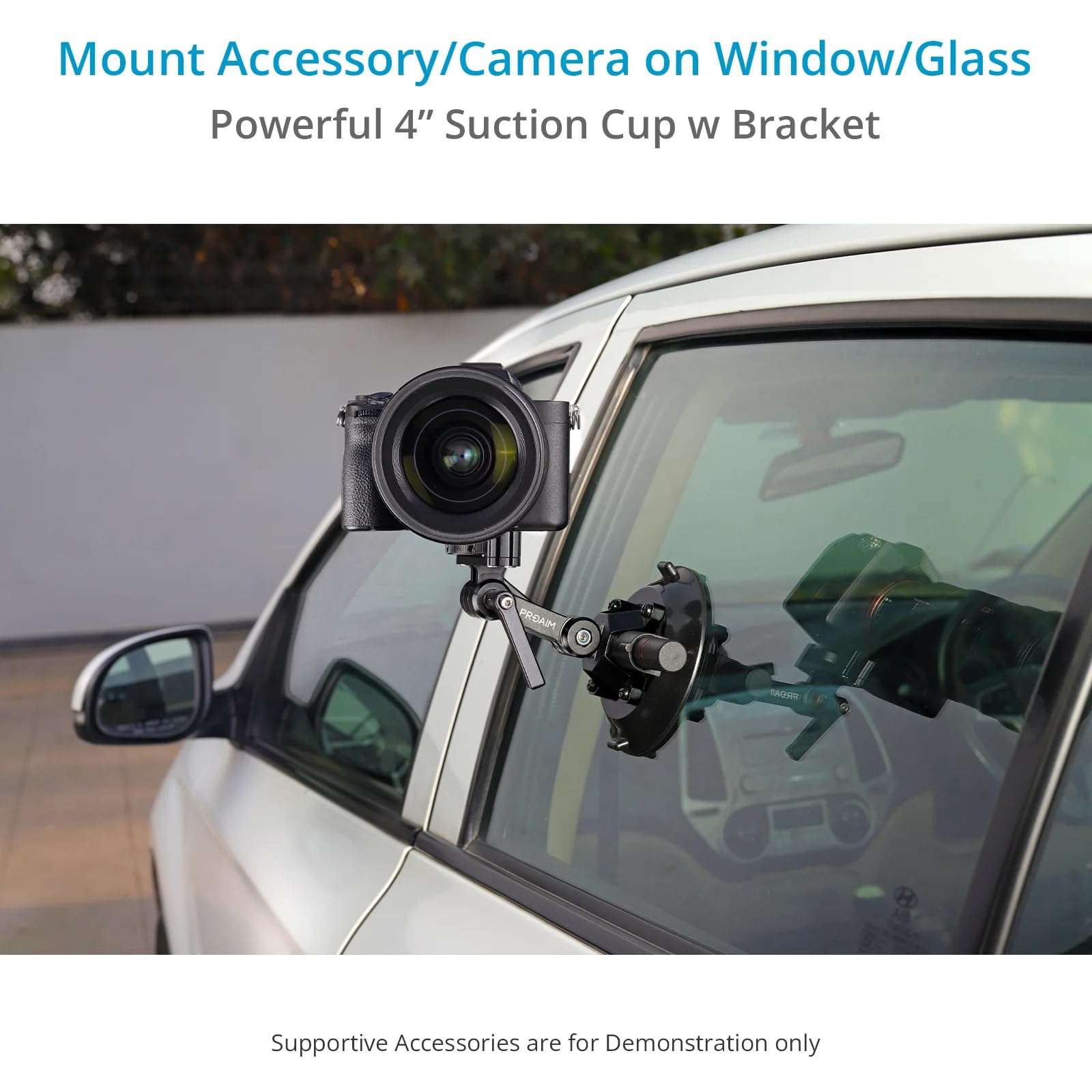PROAIM 4” Suction Cup with Tilting Bracket for Camera & Accessories. 280° Head & 210° Bracket Rotation. Payload 10kg/22lb (P-SCB-01) 3