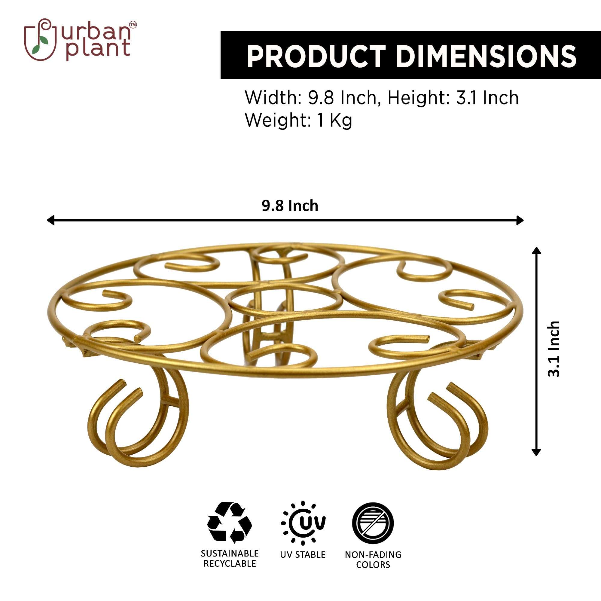 Urban Plant Jardiniere Gold Metal Stand for Balcony and Garden, Durable Decorative Planter Holder for Indoor and Outdoor Use (Pack of 2) 4
