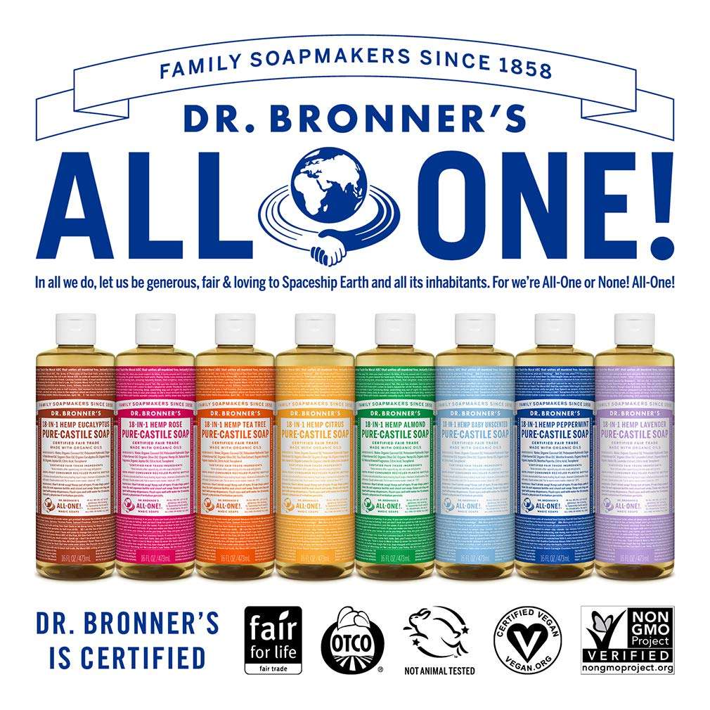 Dr. Bronner’s - Pure-Castile Liquid Soap (Tea Tree, 16 ounce) - Made with Organic Oils, 18-in-1 Uses: Acne-Prone Skin, Dandruff, Laundry, Pets and Dishes, Concentrated, Vegan, Non-GMO 6