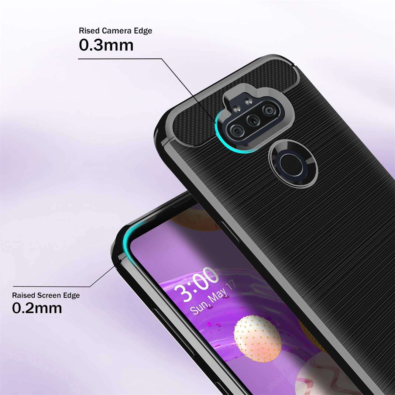 CaseRoo for LG Aristo 5 Plus Case,LG K31 Case,LG Aristo 5 Case,LG Phoenix 5/LG Risio 4/LG Fortune 3/LG K8X Phone Casew[2 Pack] Soft Screen Protector,Carbon Fiber Slim Protective Cover-Black 2