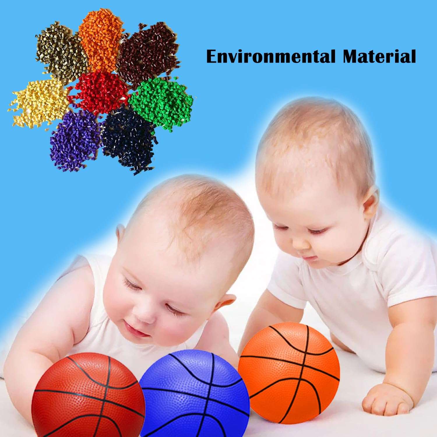 ABAJI Mini Basketballs 4 Pack 5" Balls Rubber Material for Mini Hoop Toddlers Kids Teenagers Pool Indoors Outdoors Toy 4