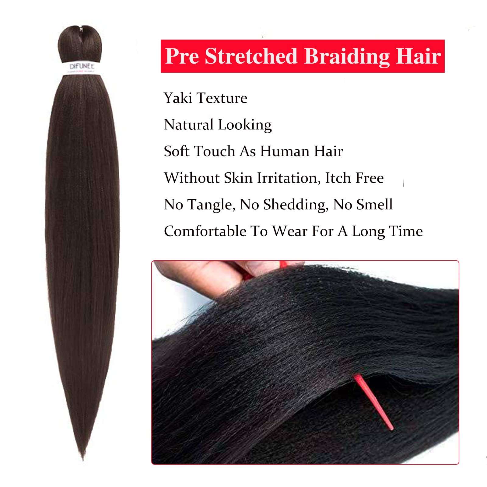 Difunee 20, 4: Pre-Stretched Professional Braiding Perm Yaki Hair 20"-8Packs/Lot Low Temperature Synthetic Fiber Crochet Braids Crochet Hair Braiding Hair Extension Twist Braid (#4} 3