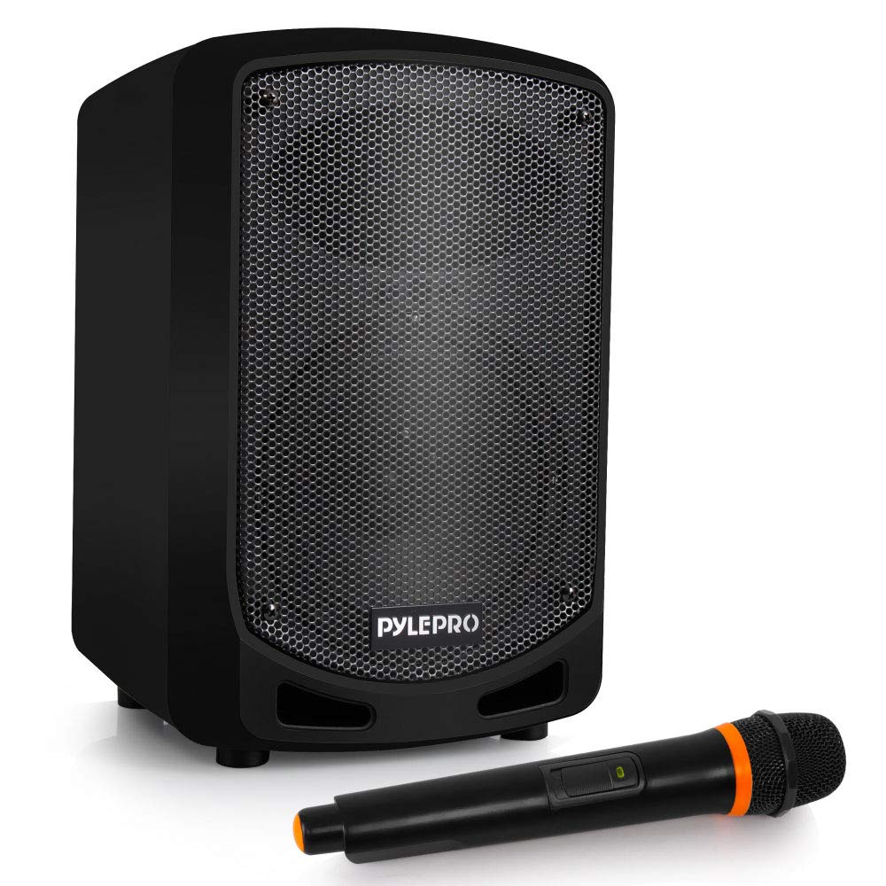 Pyle Portable Bluetooth PA Speaker System - Indoor Outdoor Karaoke Sound System w/Wireless Mic, Audio Recording, Rechargeable Battery, USB/SD Reader, Stand Mount, for Party, Crowd Control - Pyle 1