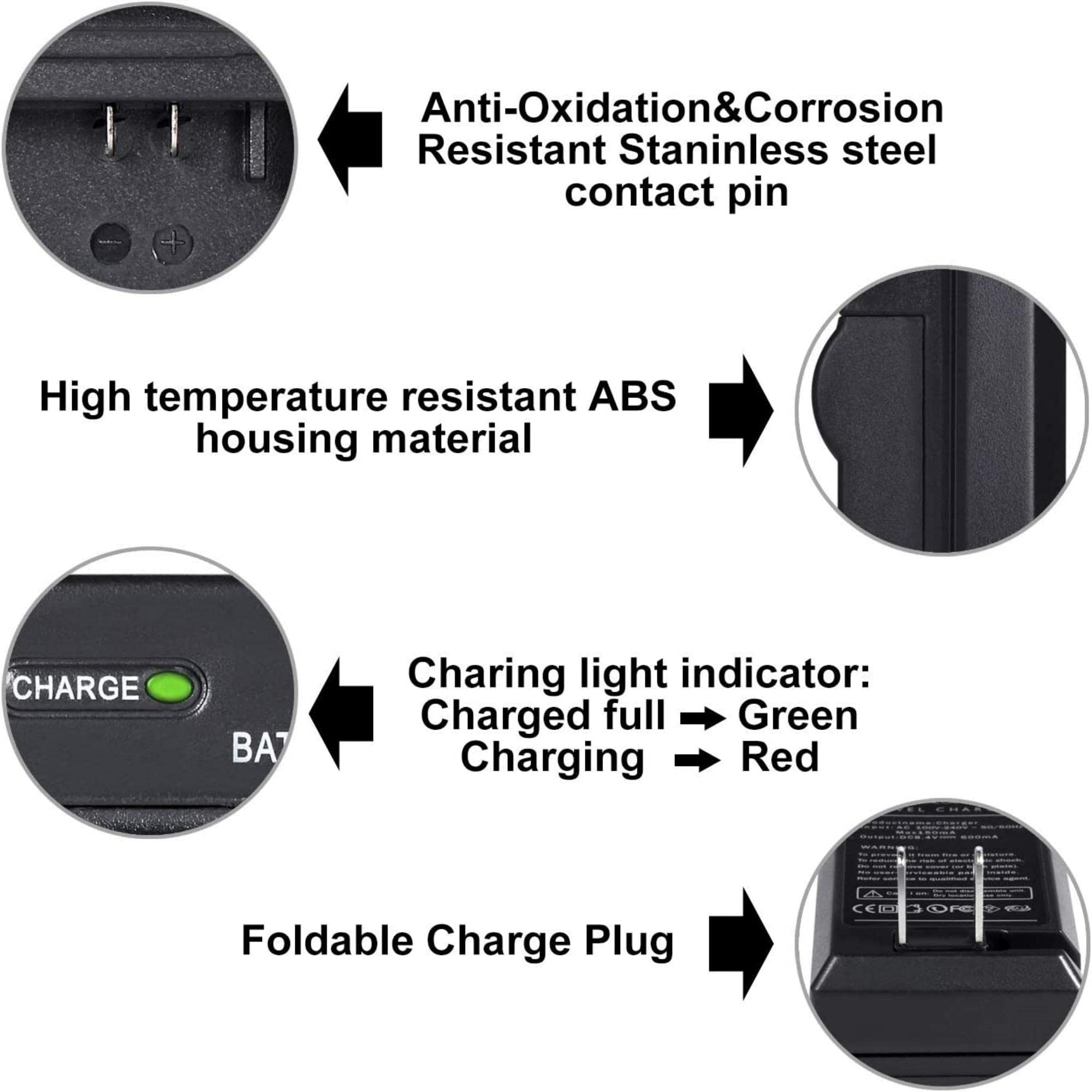 Camera Battery Charger Compatible with Casio NP-40, EX-Z400, EX-FC100, EX-FC150, EX-P505, EX-P600, EX-P700, Zoom EX-Z100, EX-Z1000, EX-Z1050, EX-Z700, EX-Z750, EX-Z850, EX-Z300, EX-Z500, EX-Z200 4