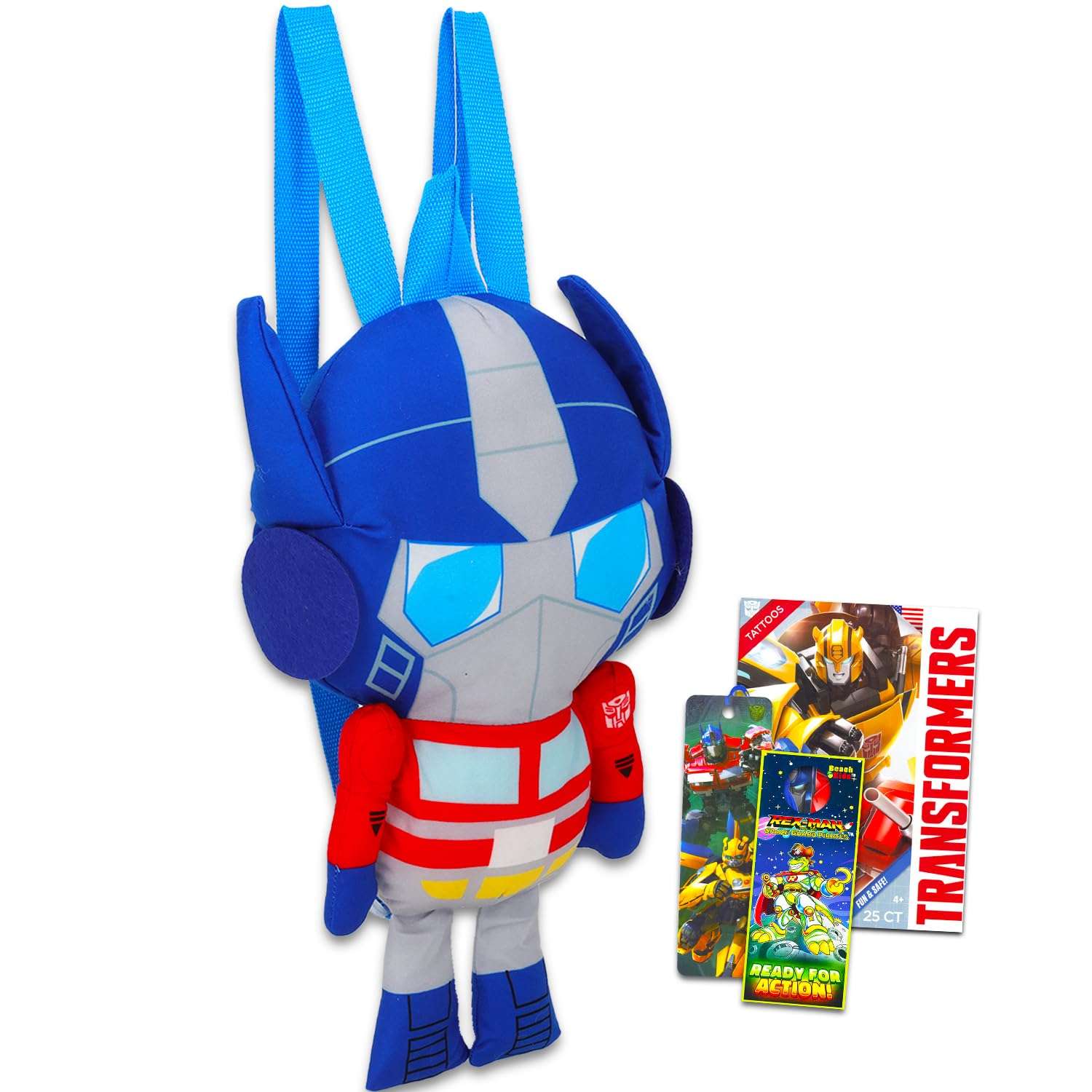 Transformers Optimus Prime Plushie Set - Bundle with 16" Optimus Prime Plush Doll with Carrying Straps Plus Tattoos, More | Transformers Gifts for Kids, Boys, Girls 1