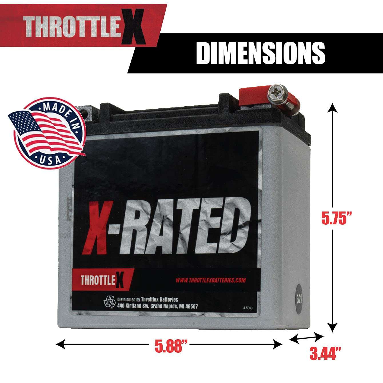 HDX14L - Harley Davidson Replacement Motorcycle Battery 3