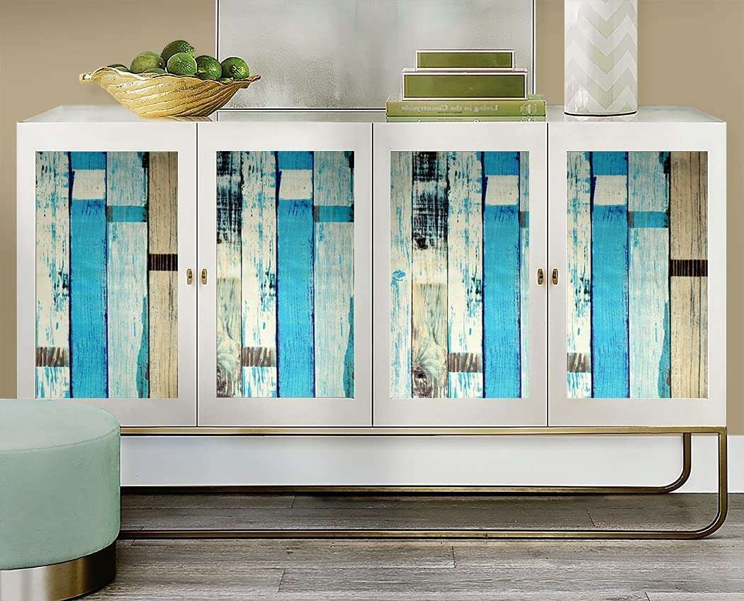 HOMEMATES Wall Stickers DIY Wallpaper Decal (45.72 x 304.8cm) Self Adhesive Living Room Hall Bedroom Wallpaper Vinyl PVC Wallpaper (Blue Weather Wood) 3