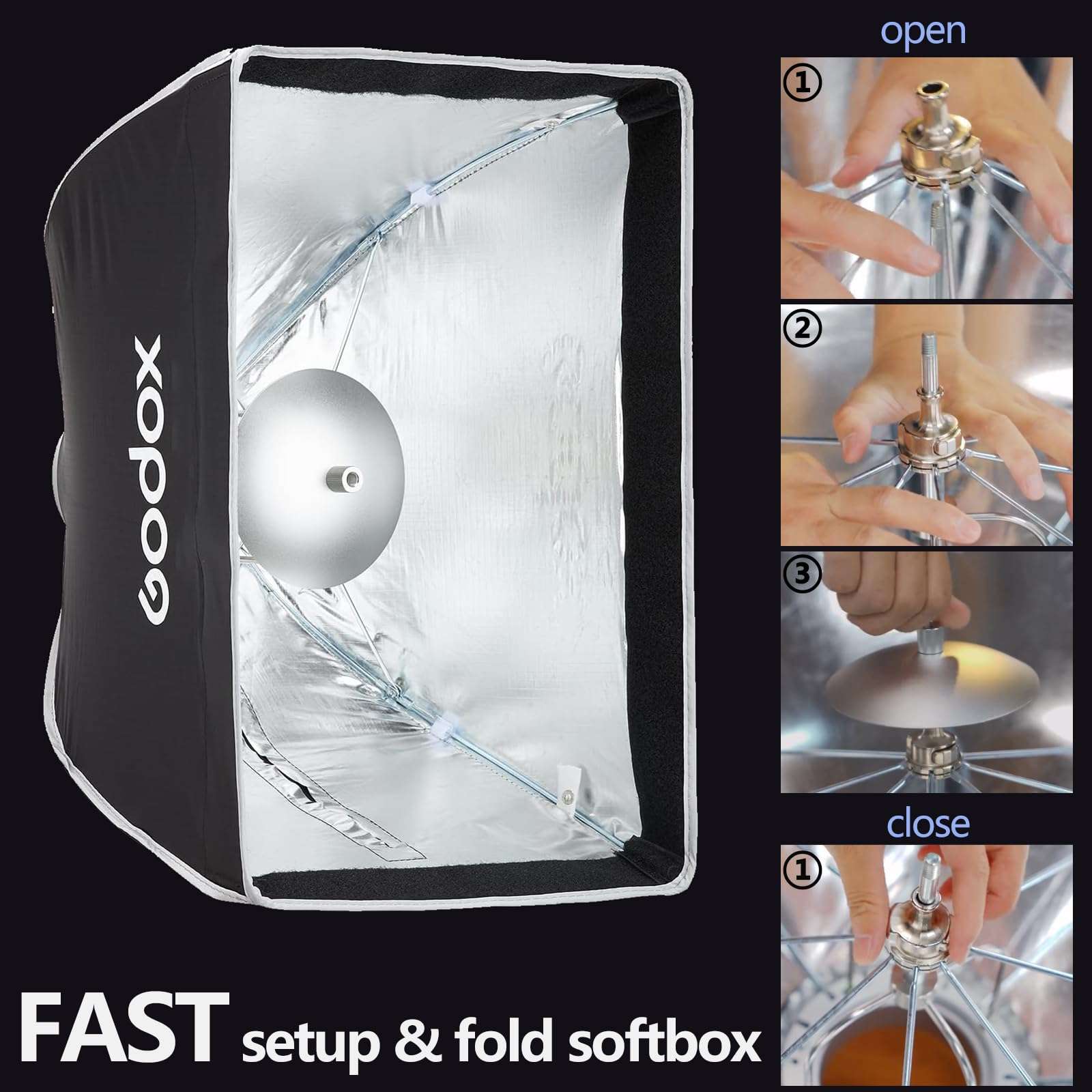 Godox UL 45x60cm Softbox Quick Release, Universal Bowens Mount Soft Box Rectangular with Diffusers/Honeycomb Grid/Diffuser Disc for Studio Flash Photography, Streaming, Portrait, Video Lights 4