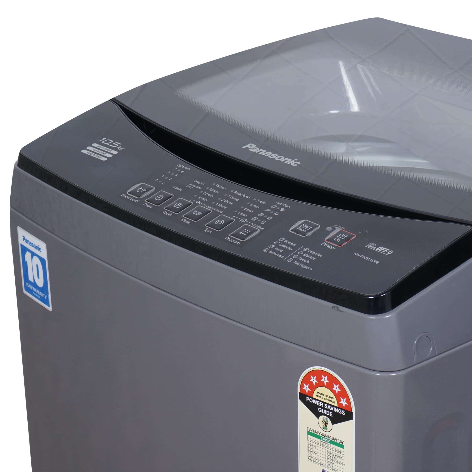 Panasonic 10.5 kg 5 Star Fully Automatic Top Load Washing Machine (Aqua Spin Rinse, NA-F105L1CRB, Dark Grey) 5