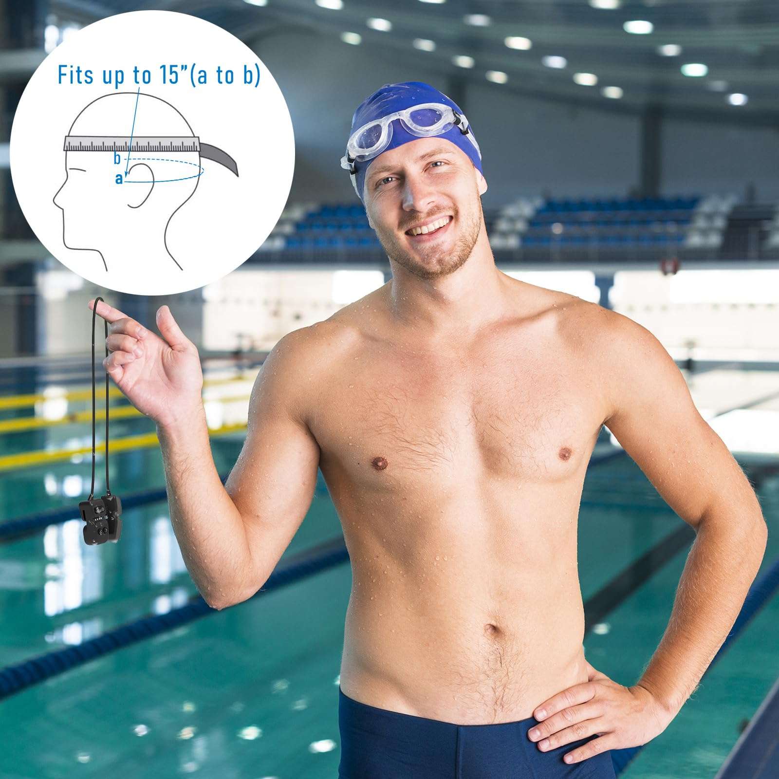 SWMIUSK Swimming MP3 Player Waterproof, Underwater Headphone with 8GB Internal Storage IPx8 Waterproof Designed for Swimming, Surfing and STA training (Black) 6