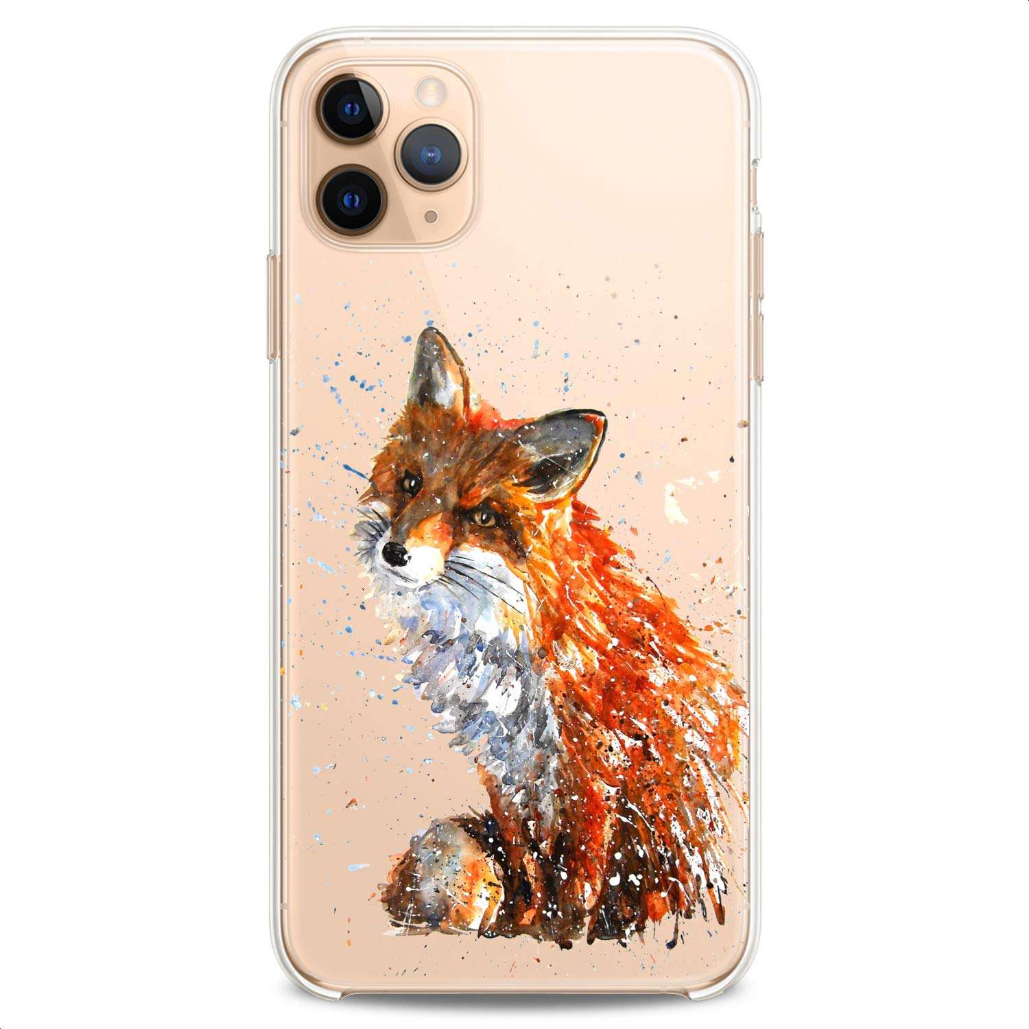 Cavka TPU Case Compatible with iPhone 14 Pro Max 13 12 Mini 11 Xs X 8 Plus Xr 7 SE Watercolor Phone Animals Kids Slim fit Orange Cute Child Girly Print Fox Design Clear Flexible Silicone Soft Cute 6