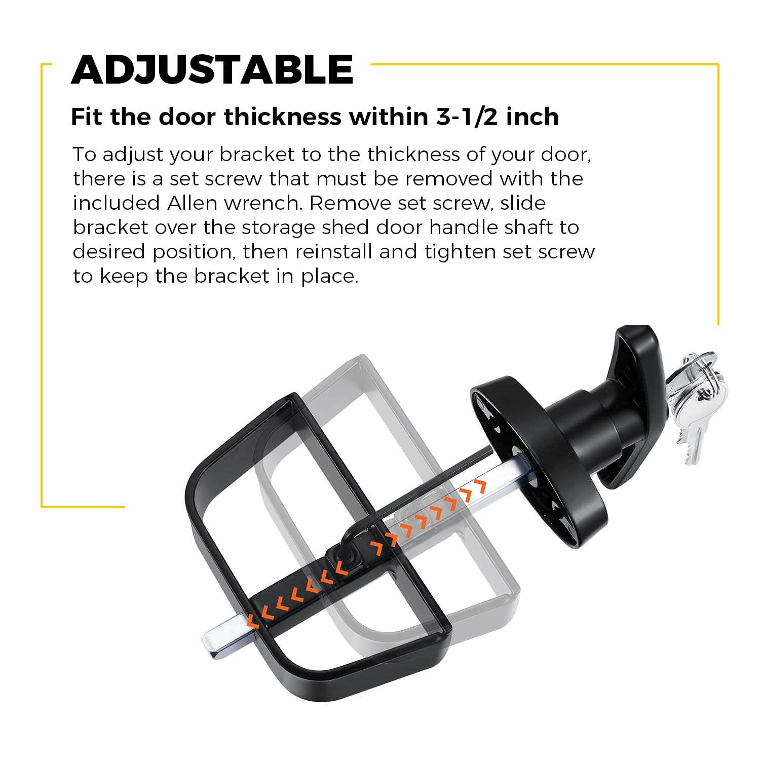 Shed Door T-Handle Lock Kit -Hurricom Includes 2 Keys, 2 Screws, Allen Wrench, 4-1/2" Stem, Shed Lock, Barn Door Lock, Playhouse Lock & Chicken Coop Lock (Black) 4