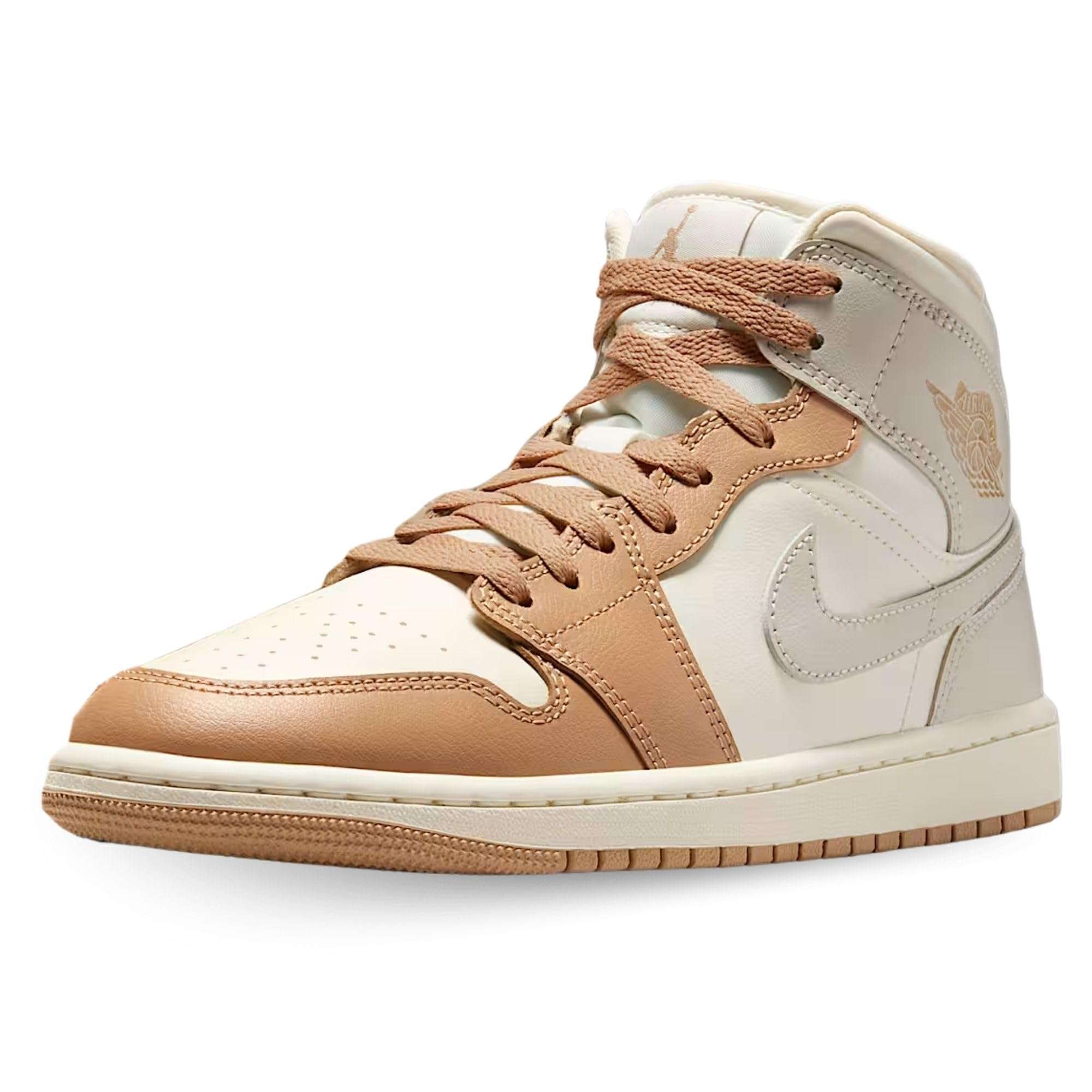 W AIR JORDAN 1 MID "PALE IVORY/LT OREWOOD BRN-HEMP-SAIL" 1