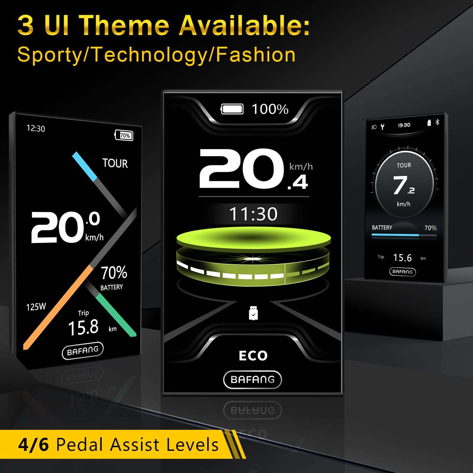 Bafang Display C010 for M400, M500 Mid Motor 0-6 Pedal Assist Levels eBike Computer Display with Automatic Backlight CAN Protocol 5