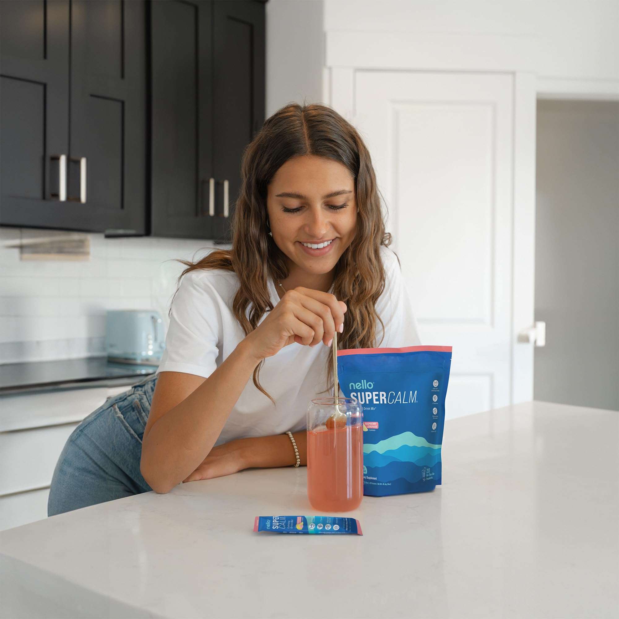 Nello Supercalm Powdered Drink Mix, Raspberry Lemonade, L Theanine, Ksm-66 Ashwagandha, Magnesium Glycinate, Vitamin D 3, Supplements for Relaxation & Focus, No Sugar, Non GMO, On The Go, 20 Ct 5