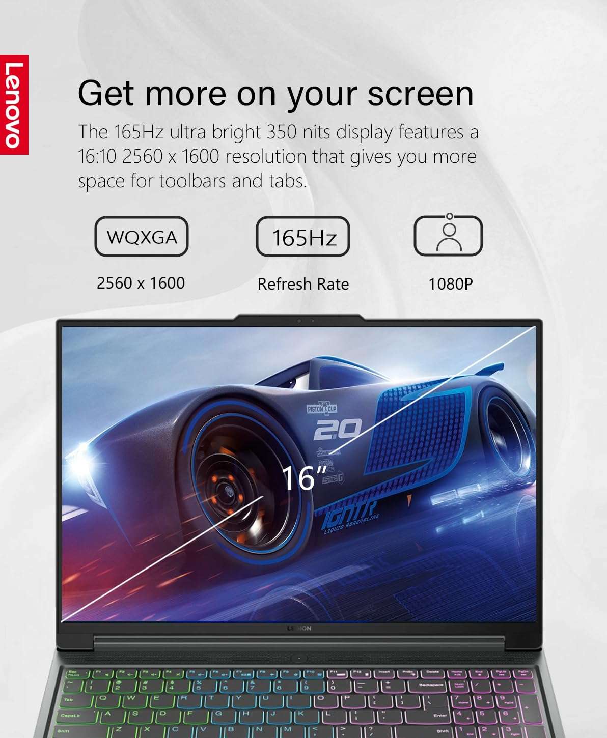 Lenovo Legion Slim 5 Gaming Laptop Computer, 16" WQXGA Display 165Hz, 64GB RAM 2TB Storage, AMD Ryzen 7 7840HS, 8core, 5.1GHz, NVIDIA GeForce RTX 4060, Wi-Fi, Win11, Storm Grey, W/GaLiMu 3