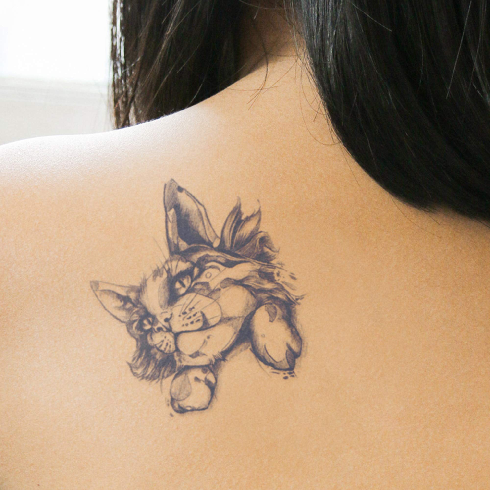 Inkbox, Temporary Tattoos, Semi Permanent Tattoo, One Premium Easy Long Lasting, Waterproof Inkbox Tattoo with For Now Ink. Lasts 1-2 Weeks, Cat Tattoo, Fuku, 3x3in 4
