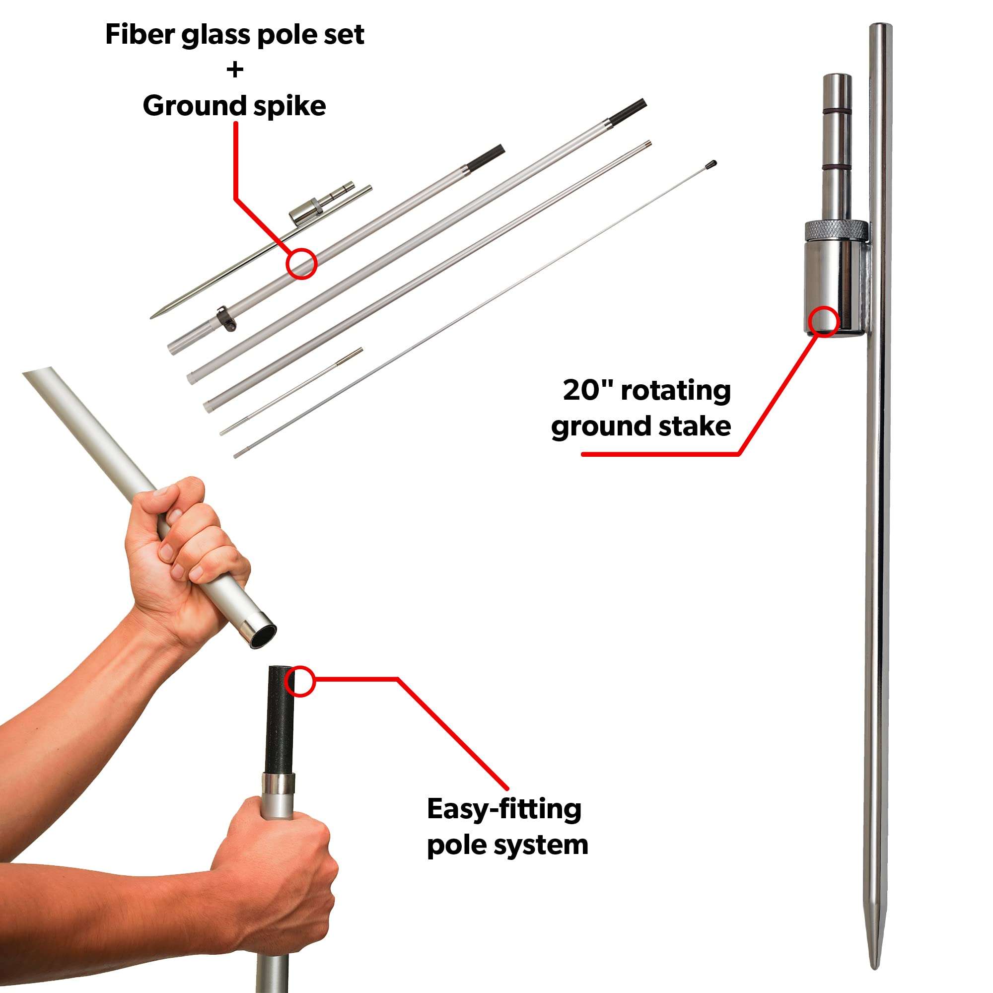 LookOurWay Feather Flag Pole Kit - 12 Feet Tall Advertising Flag Banner with Fiberglass Pole Kit and Ground Spike for Business Promotion - Sale Flag - Sale Blue (10M1200099) 4