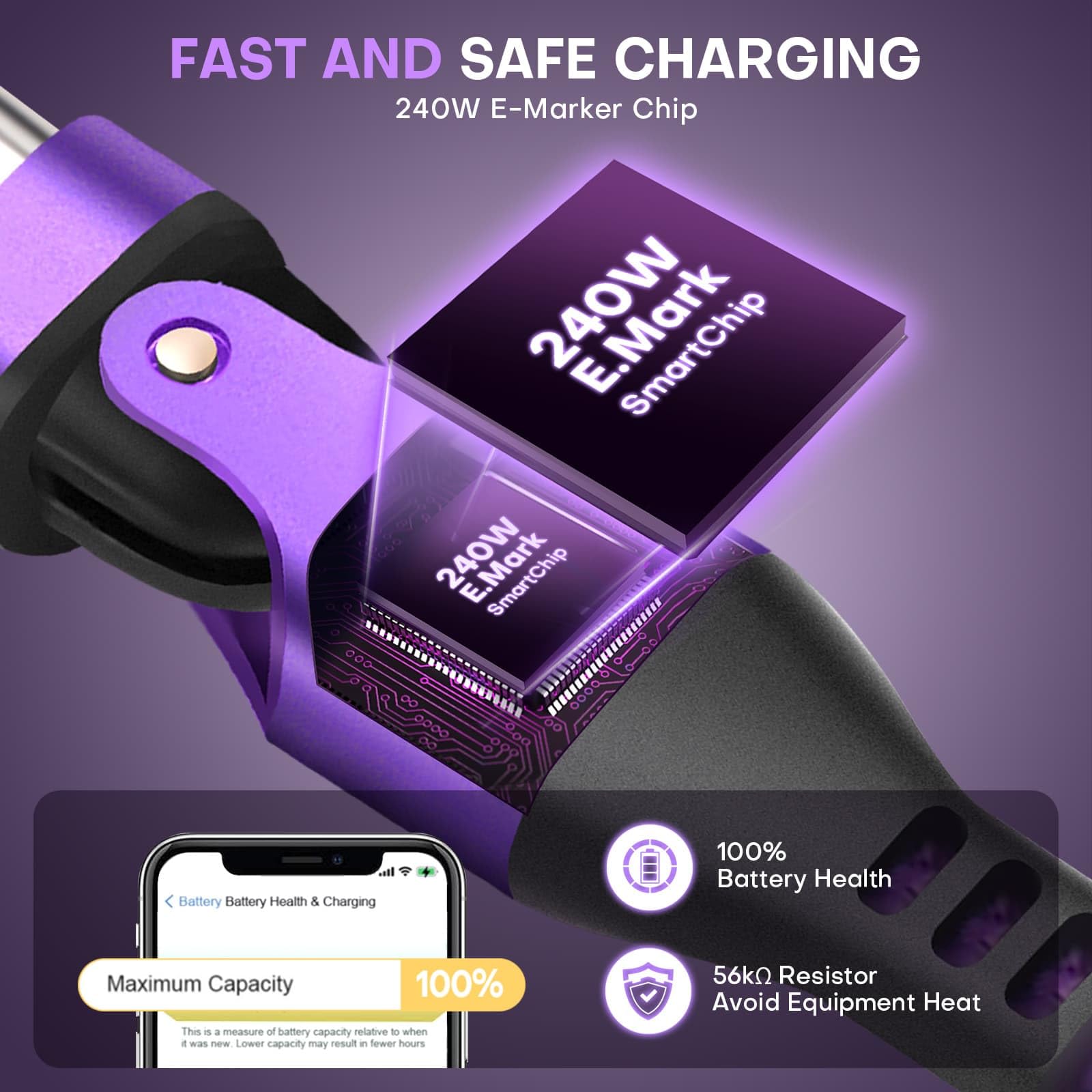 EndleesShine Magnetic USB Adapter Type C to C with 10cm Short Cable 16PIN Anti-Arc Stable PD 240W Fast Charging USB-C 180° Rotation Swivel Connector 480MBPS(2 Cable 6 Tips Set) 4