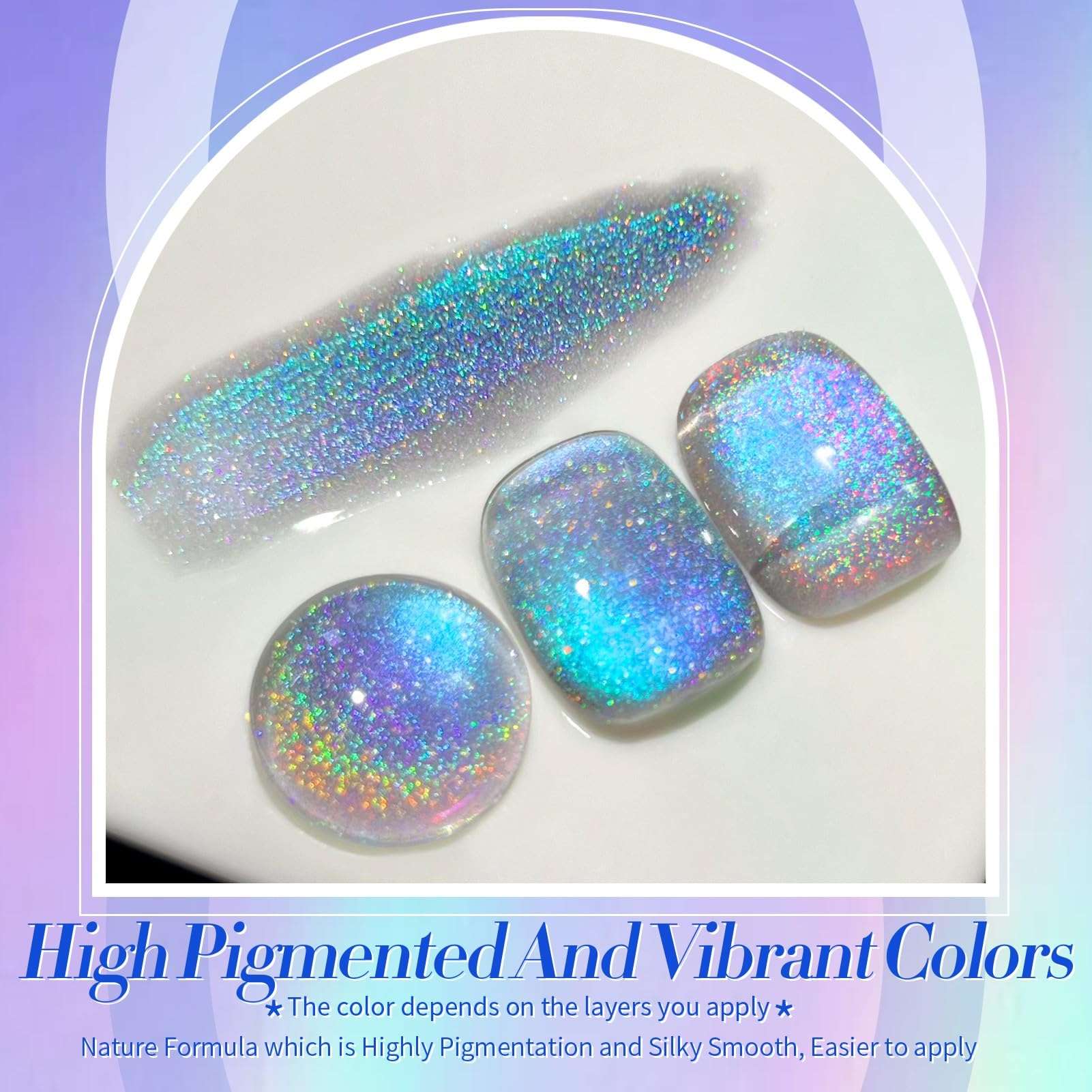 Born Pretty 9D Cat Magnetic Eye Gel Nail Polish, Rainbow Laser Holographic Blue Purple Gel Polish, Soak Off U V LED Gel Polish Nail Art Design Manicure Salon DIY Home 15ML 3