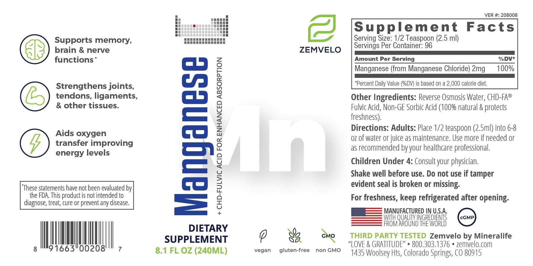 Liquid Ionic Manganese Supplement | Joint, Energy, Muscle Support | Women's Health | Men's Health | Adult Supplement for Healthy Aging 3