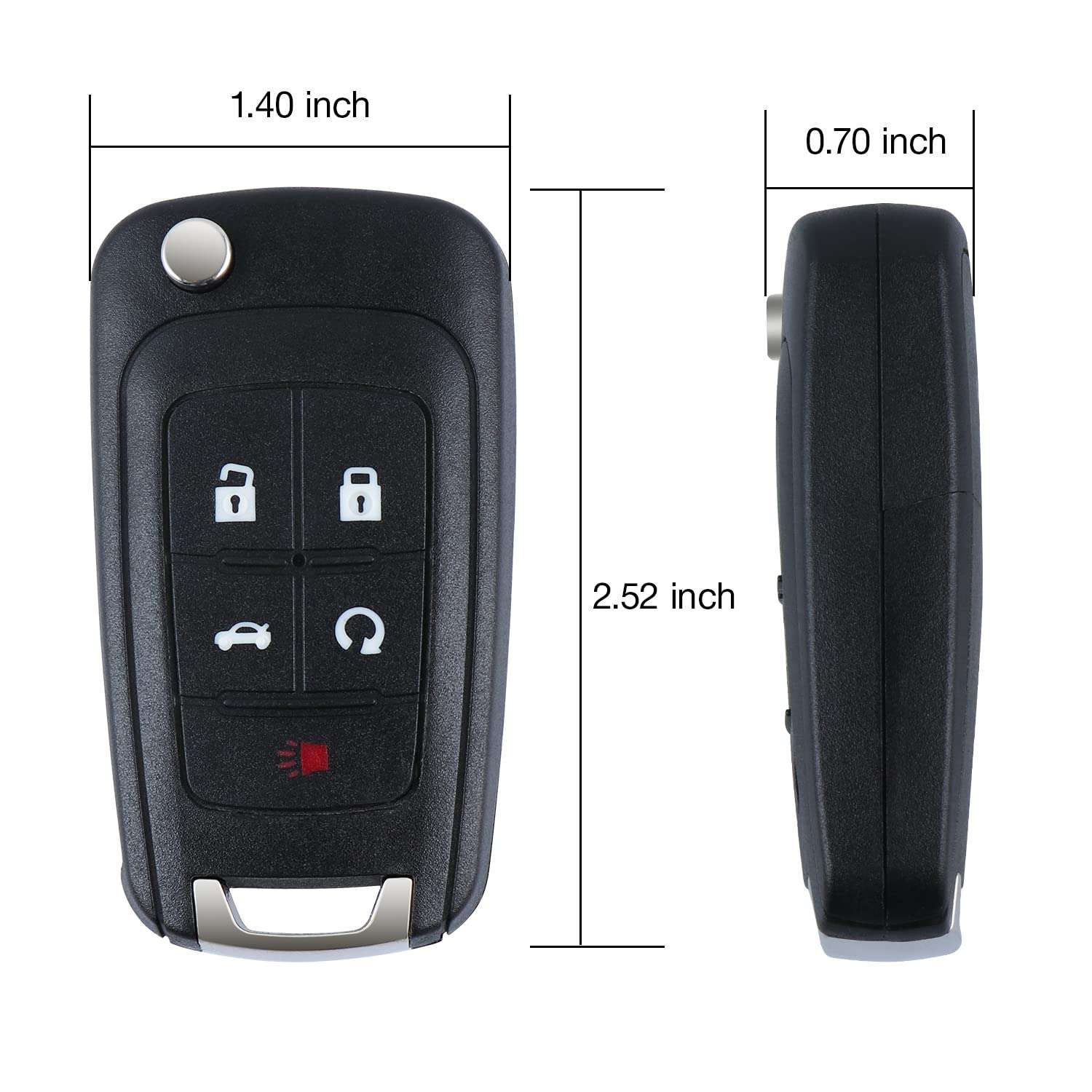 Replacement Flip Remote Fob fit for 2010-2019 Chevy Equinox,2011-2016 Cruze Malibu Camaro Trax /Buick Lacrosse Regal Verano Trunk Car Keyless Entry Uncut Key Fob (FCCID: OHT01060512) Pack of 2 3