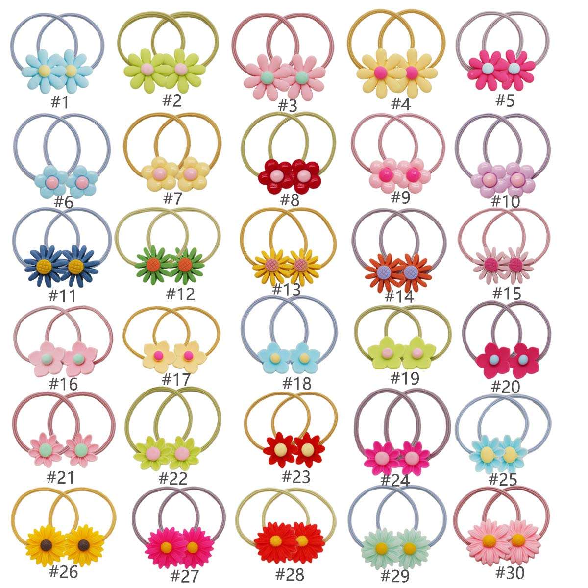 60Pcs/30Pair Baby Girls Elastic Hair Ties,Soft Rubber Bands Hair Bands Holders Pigtails Hair Accessories for Girls Infants Toddlers Kids 2