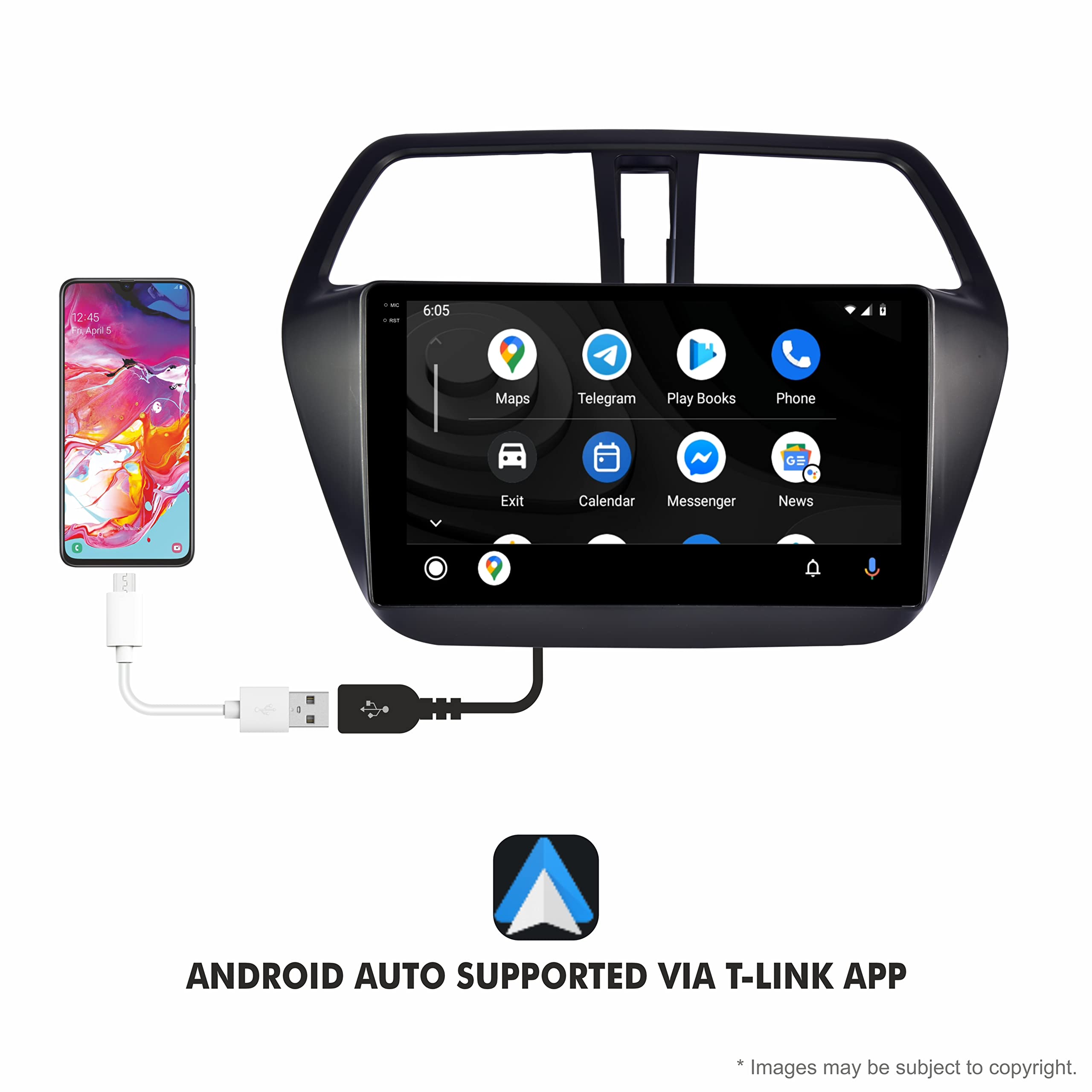 DBASE 9 Inches Newly Launch Advanced Car Radio Receiver Android 10 System for Maruti Suzuki S-Cross with 2GB/16GB RAM & ROM with Apple Carplay and Android Auto 3