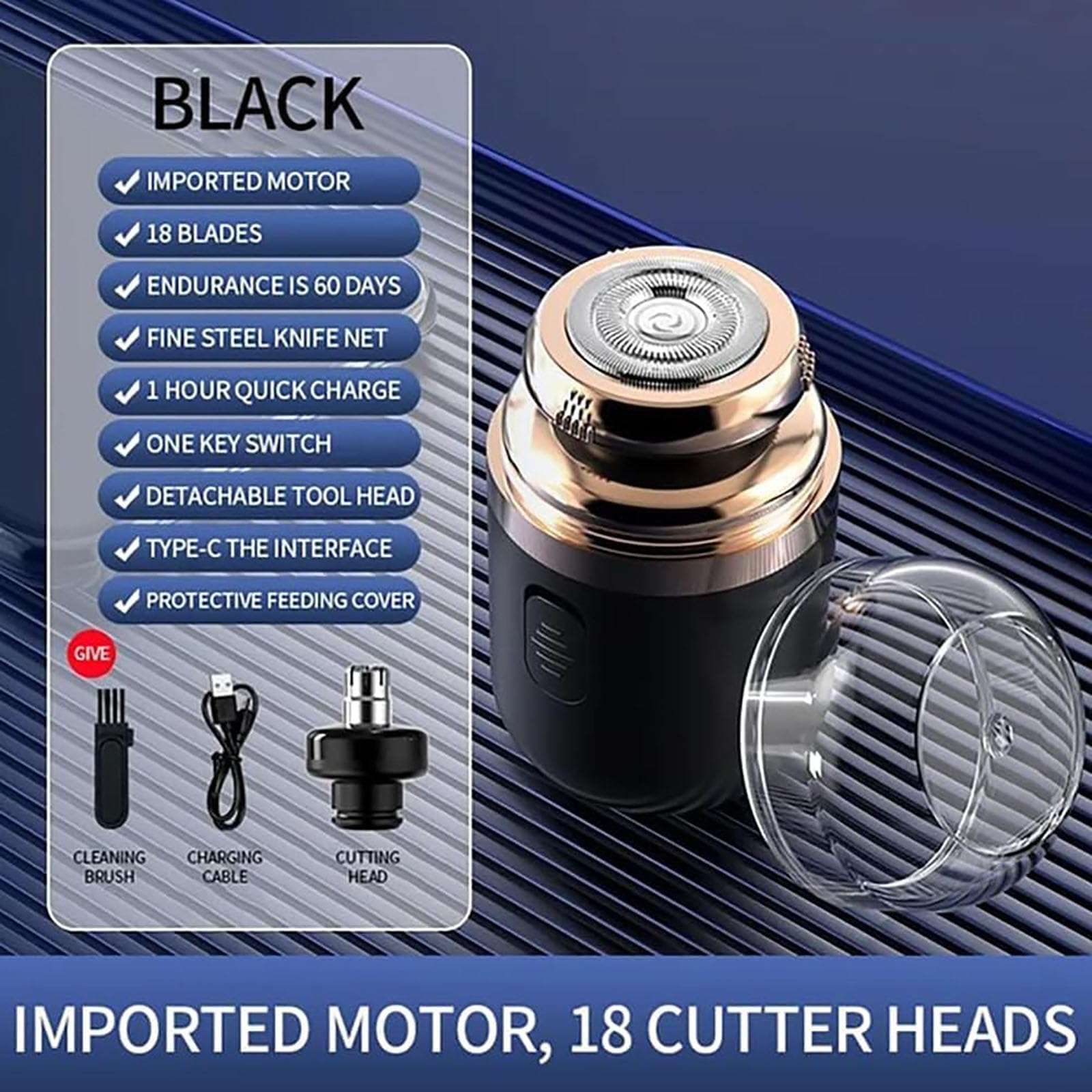 Capsule Razor, Capsule Razor Mini Portable Electric Shaver, Multifunctional Capsule Shave Men's Razor, Mini Portable Electric Shaver, Capsule Razor for Women and Men (Black) 5