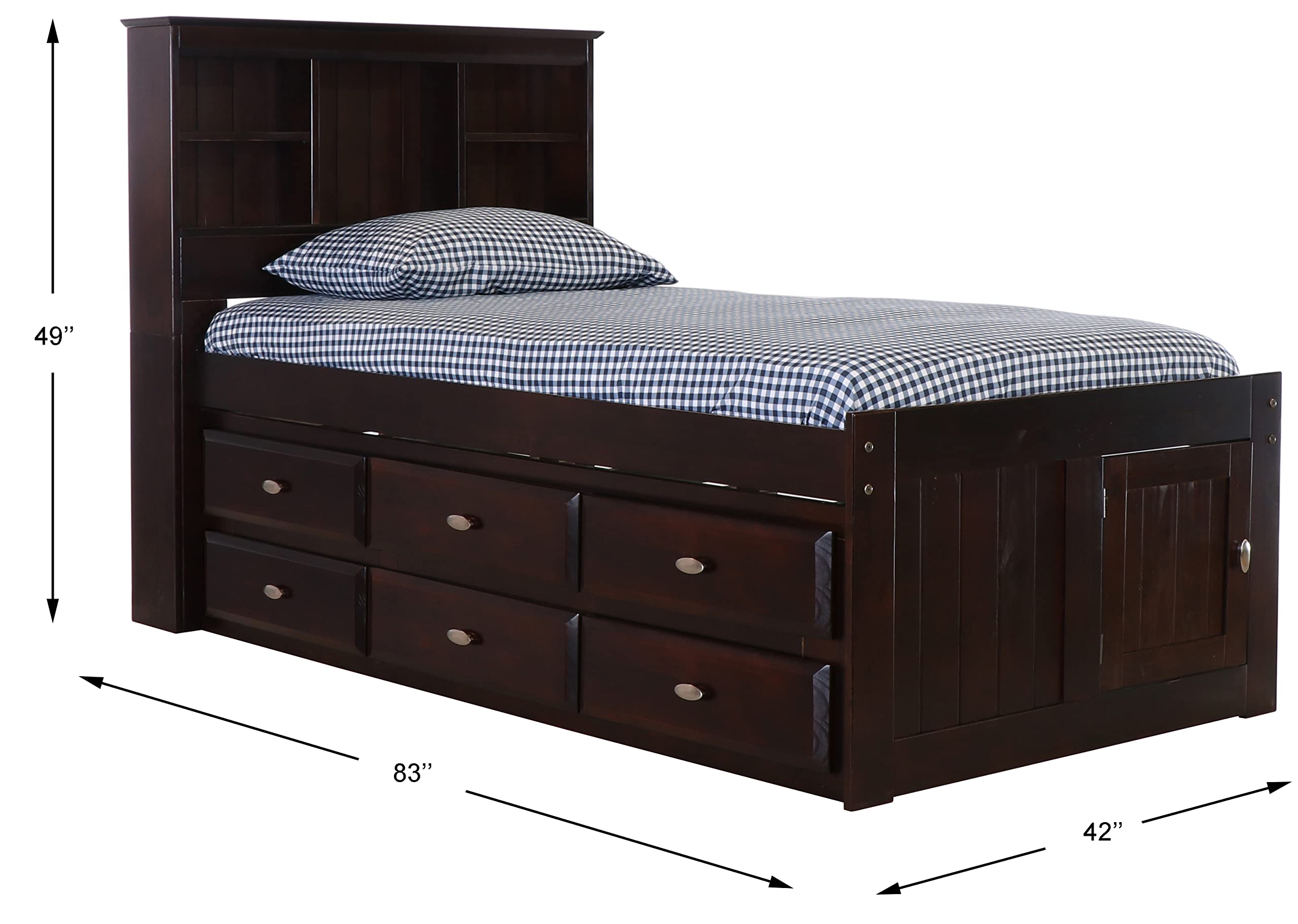 OS Home and Office Furniture Model 82920K6-22 Twin Bookcase Bed with Six Drawers in Dark Espresso 4