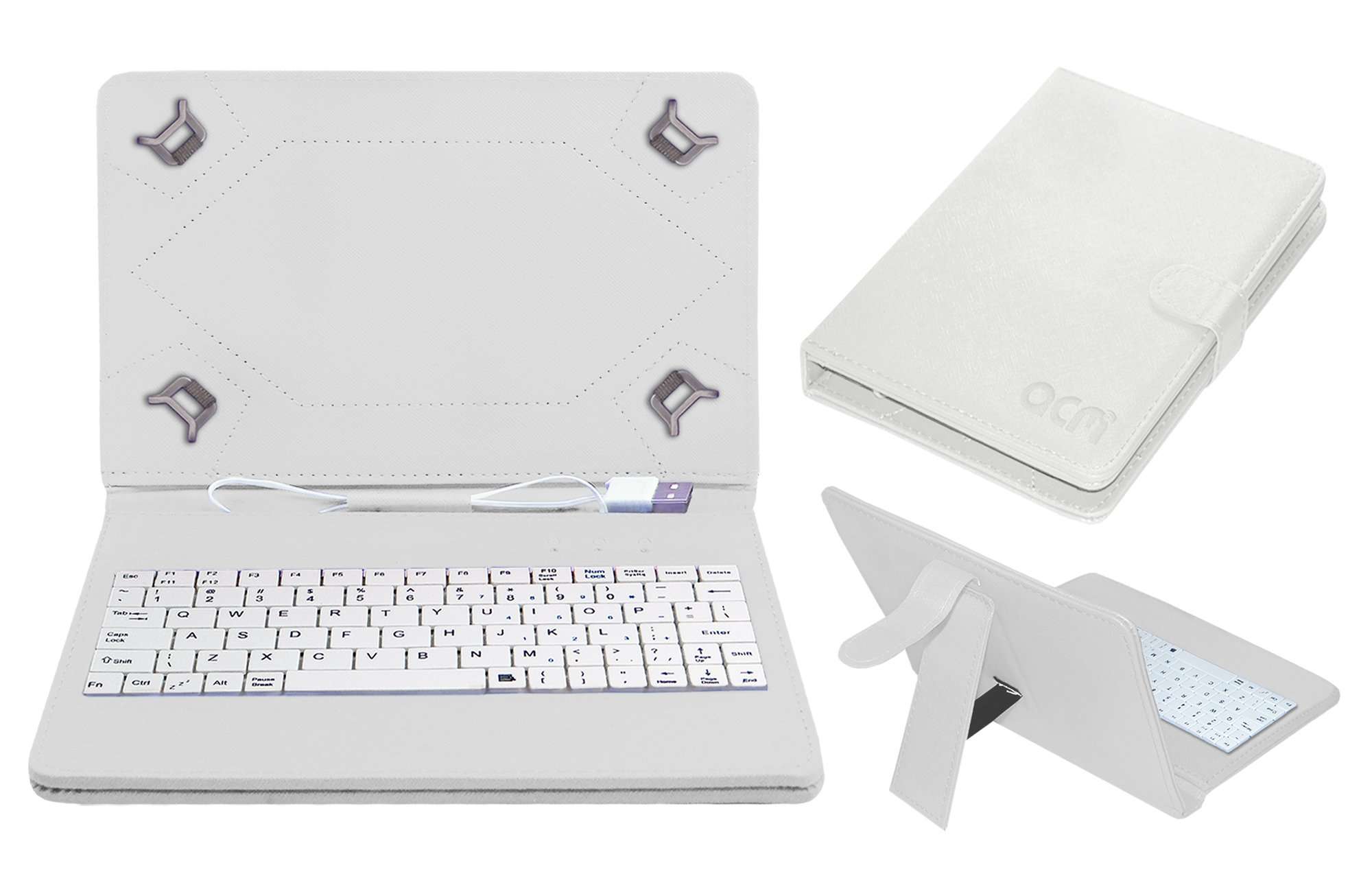 ACM USB Keyboard Case Compatible with Lenovo Tab 2 A8 A8-50 A850 Tablet Cover Stand Study Gaming Direct Plug & Play - White 3
