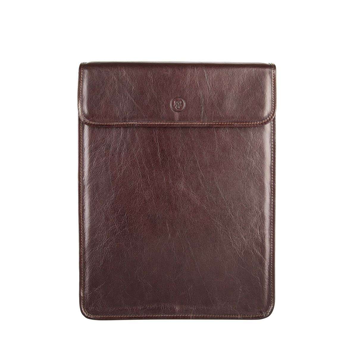 Maxwell Scott - Mens Luxury Leather Folded Shirt Holder/Carrier for Luggage - Handmade in Italy - The Sepino Dark Brown 1