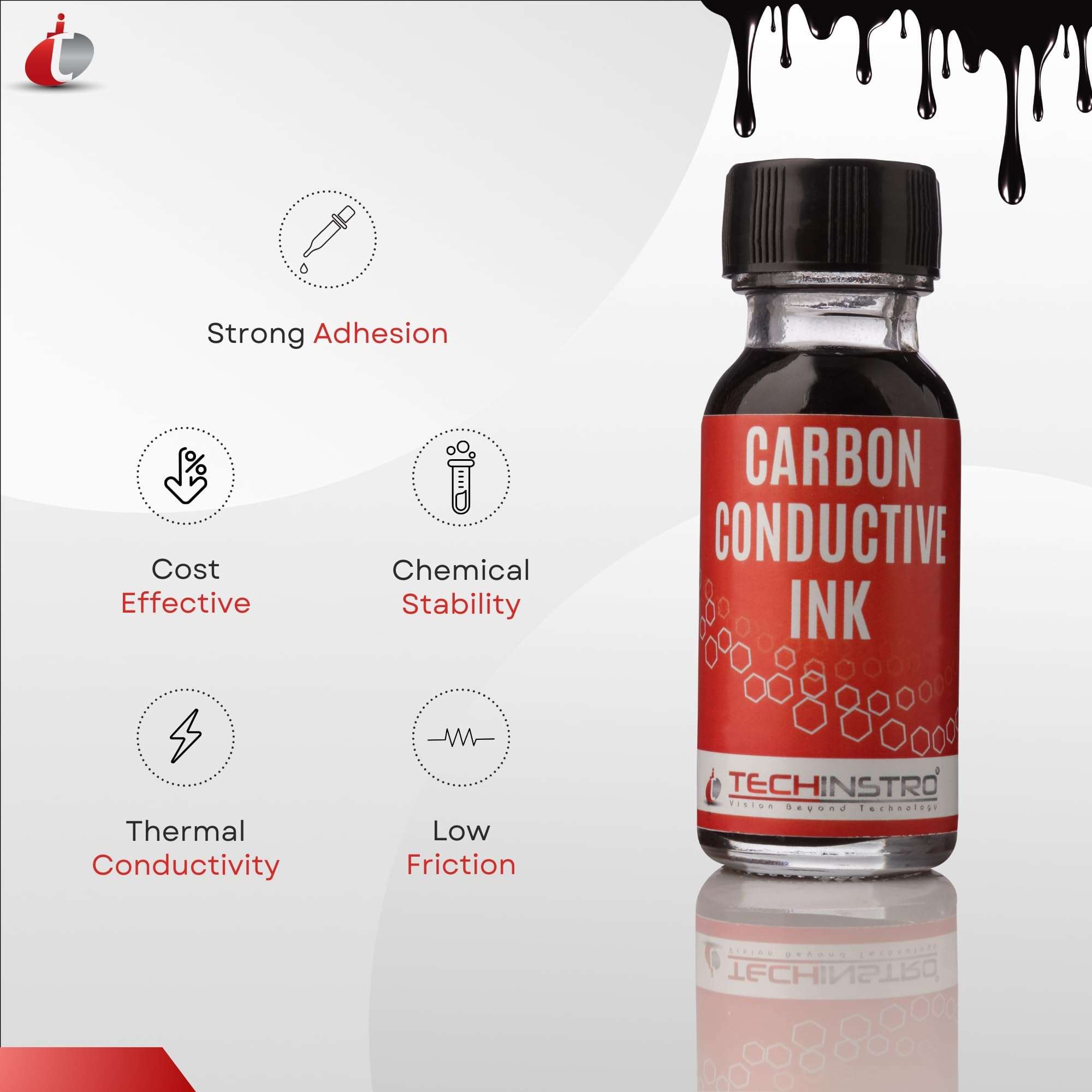 Techinstro Black Carbon Conductive Ink (Pack of 100 ml) 3