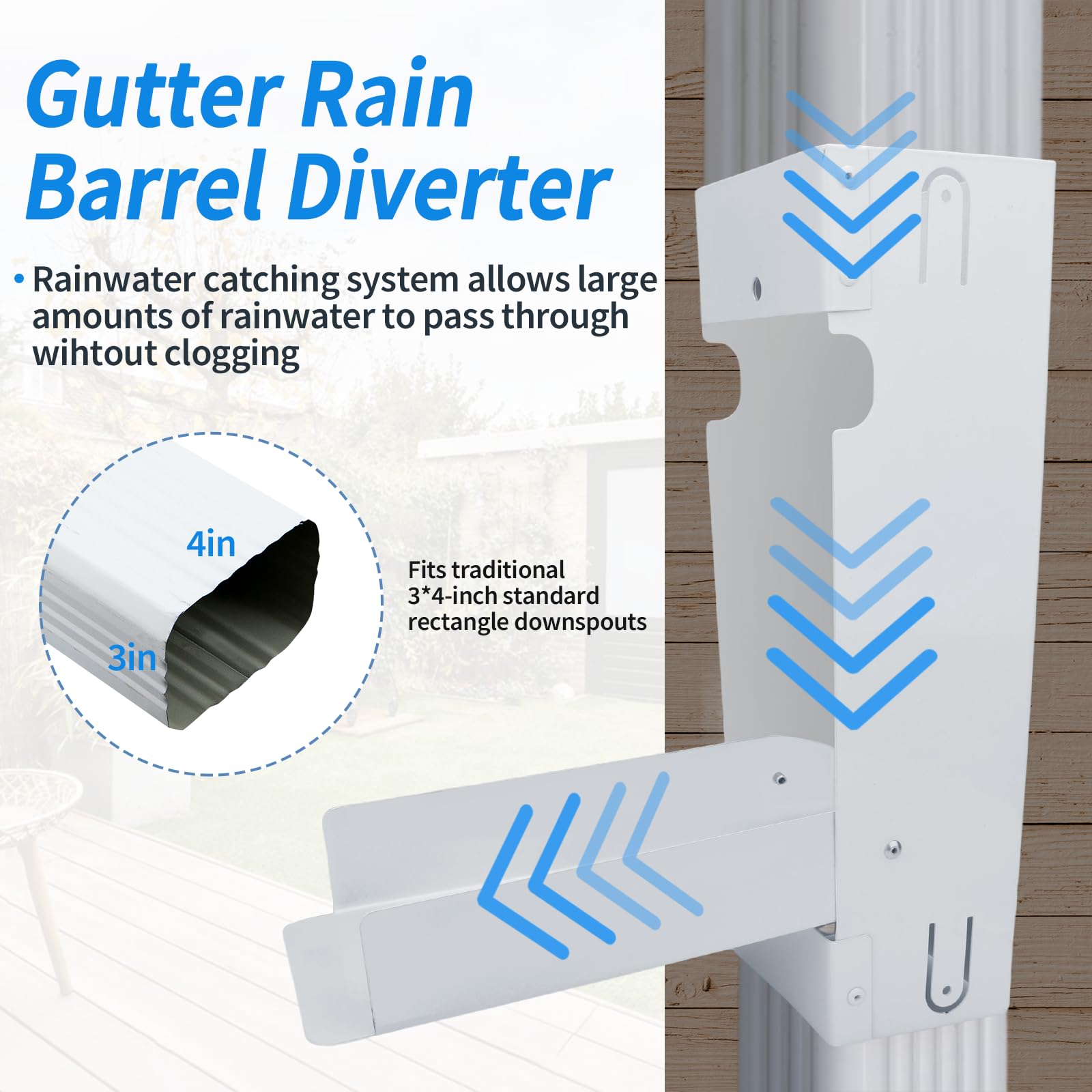 Rainwater Barrel Collection System Stainless Steel Diverte for 3"x 4" Gutter Downspout（with Screw） 3