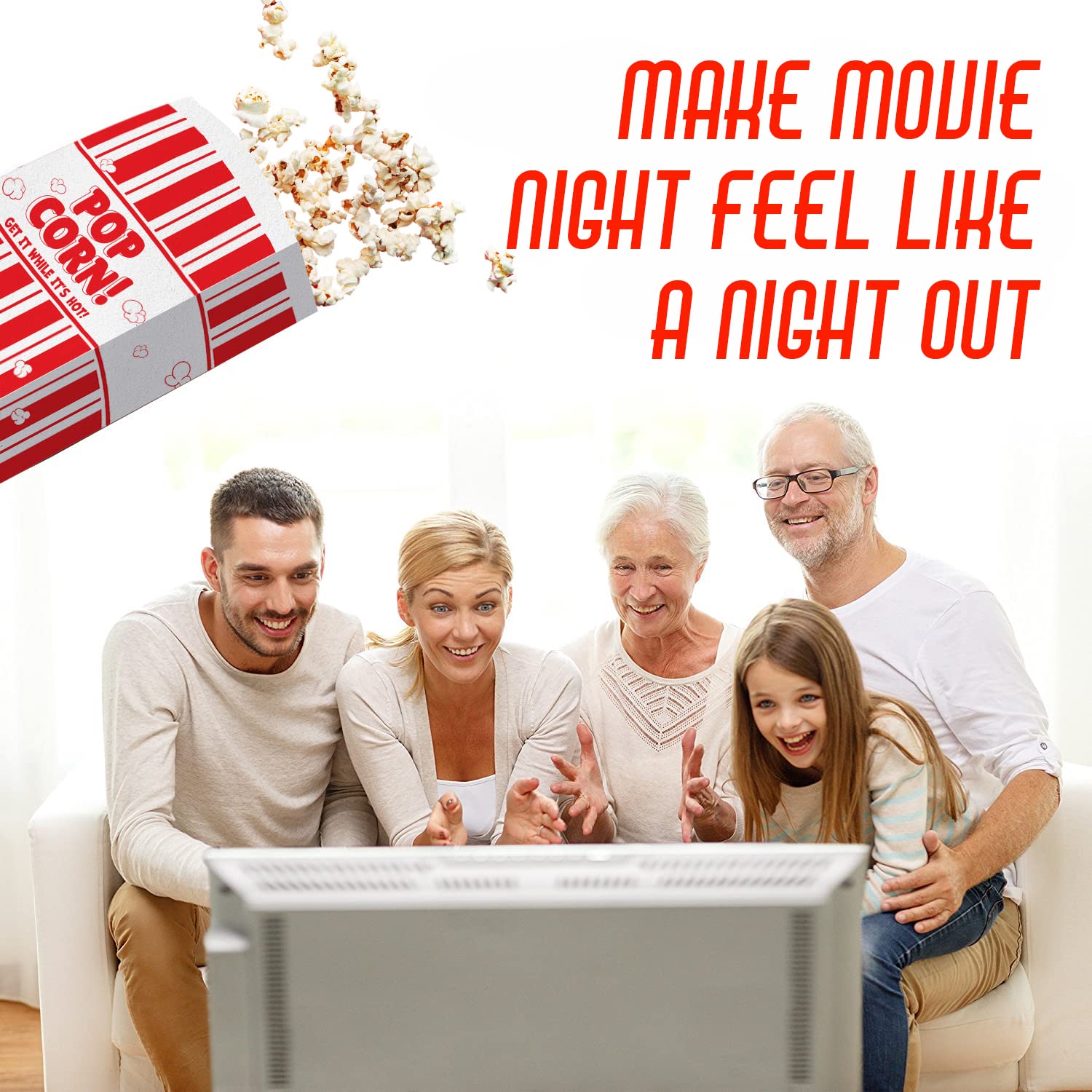 Popcorn Bags Coated for Leak/Tear Resistance. Single Serving 1oz Paper Sleeves in Nostalgic Red/White Design. Great Movie Theme Party Supplies or for Old Fashioned Carnivals & Fundraisers! (1000) 3