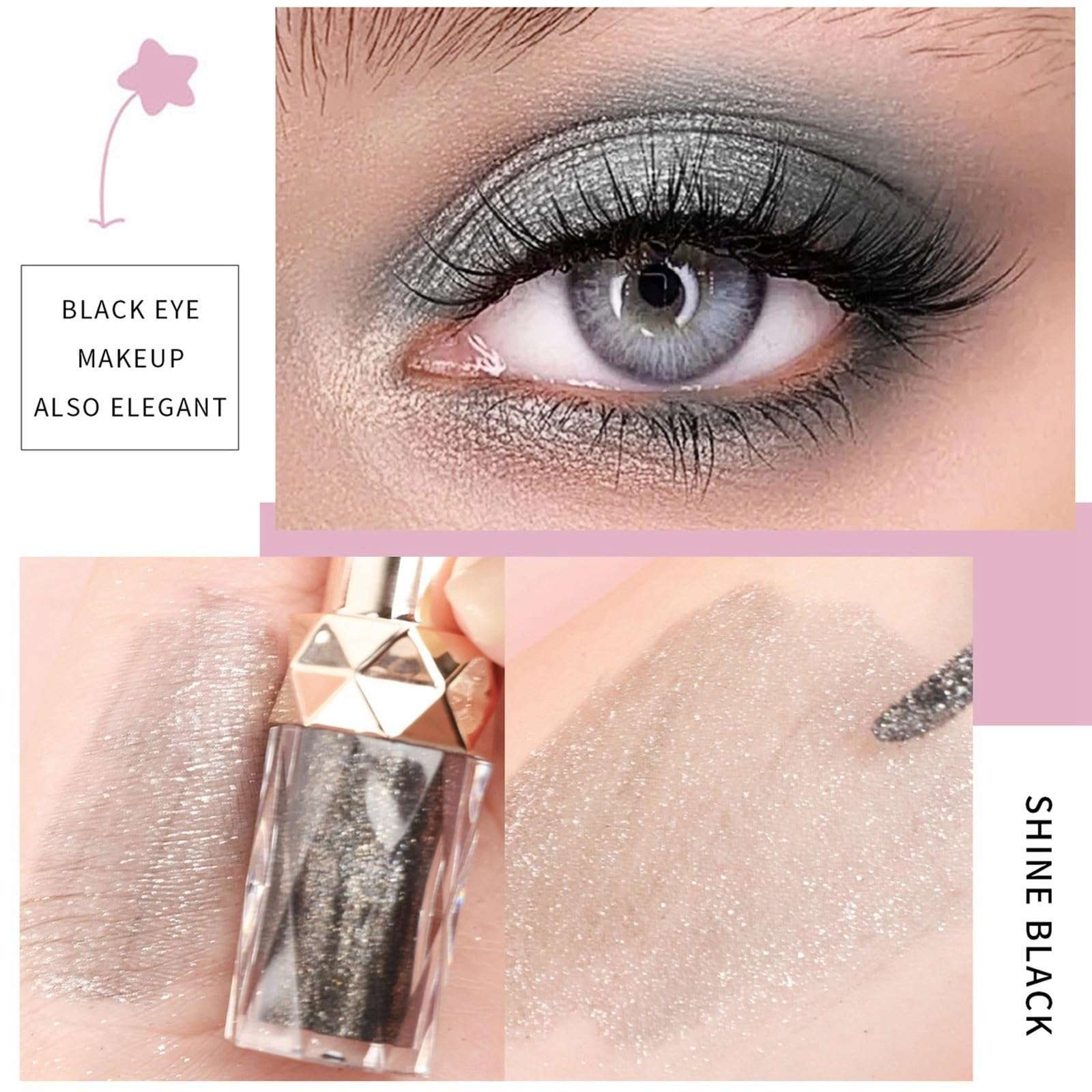 Colored Liquid Eyeshadow European And Makeup Sparkling Pearlescent Liquid Roll on Glitter Eye Shadow Yes Way Rose Color Hair Full Face Pallet Makeup Korean Glitter Liner 5