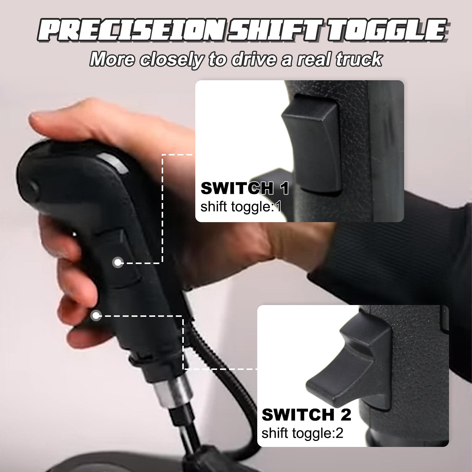 RULLINE Truck Simulator Shifter - Compatible with Logitech G29/G27/G25/G920, Thrustmaster TH8A, Fanatec SQ - Gearshift Knob for ATS & ETS2 Games - PC Sim Racing Shifter 5