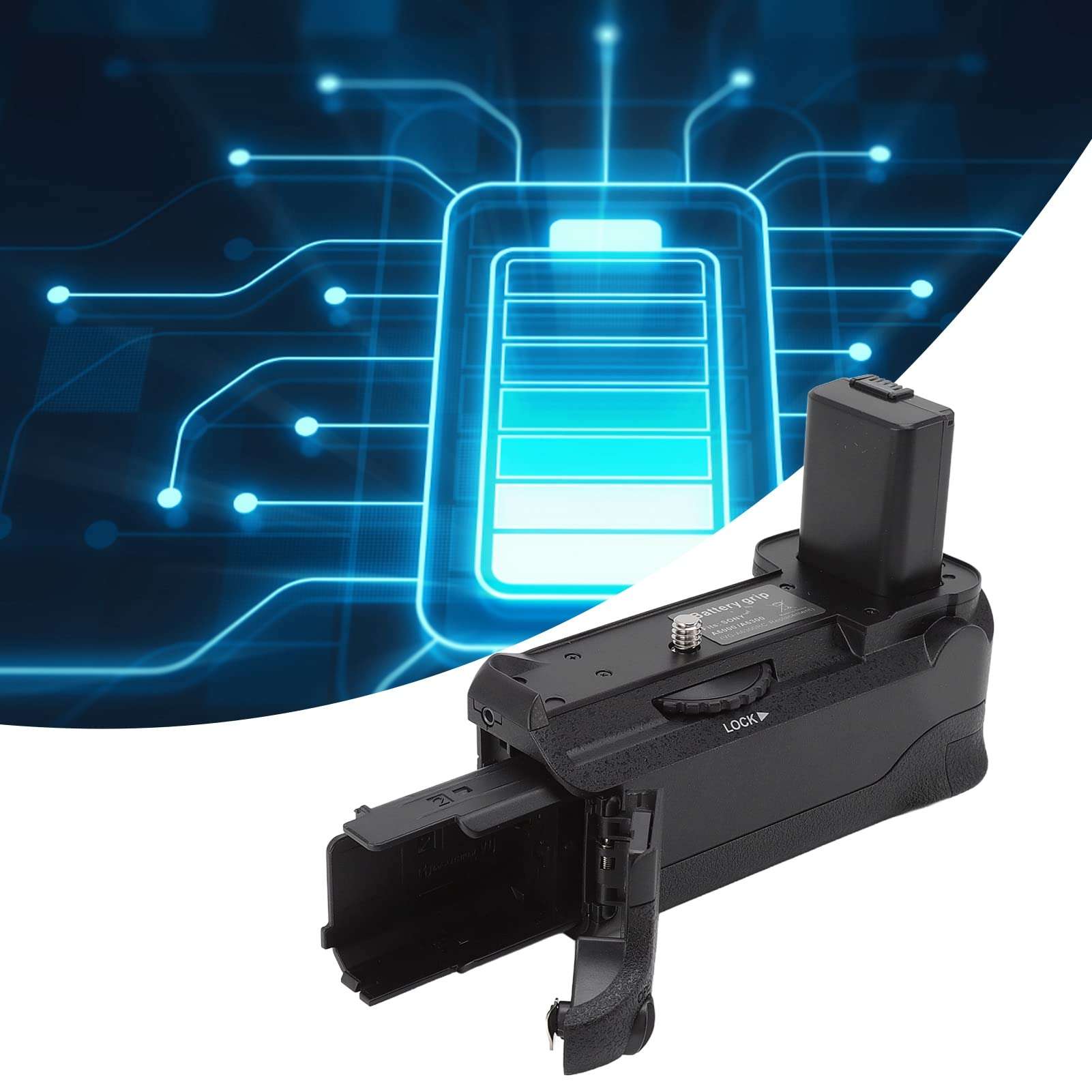 Vertical Battery Grip Holder for A6000 A6300 A6400 A6100 A6500, Double Battery Capacity, Inline Shutter, Compatible with Tripod, External Charging Interface 6
