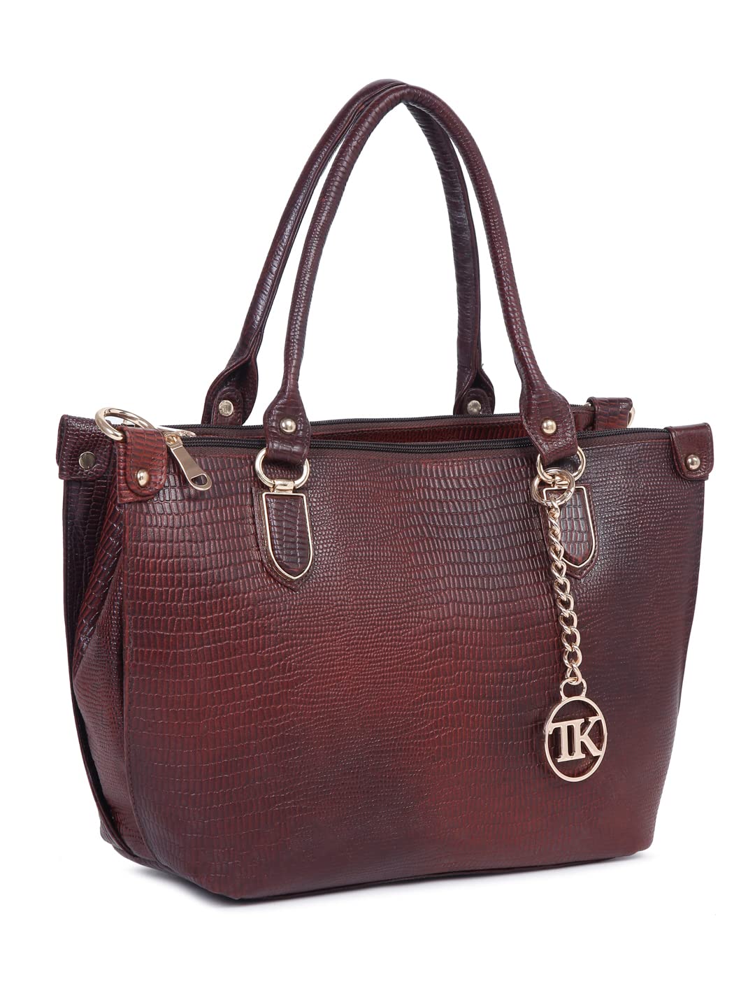 TEAKWOOD LEATHERS SOLID STRUCTURED MAROON LEATHER HANDHELD BAG 4
