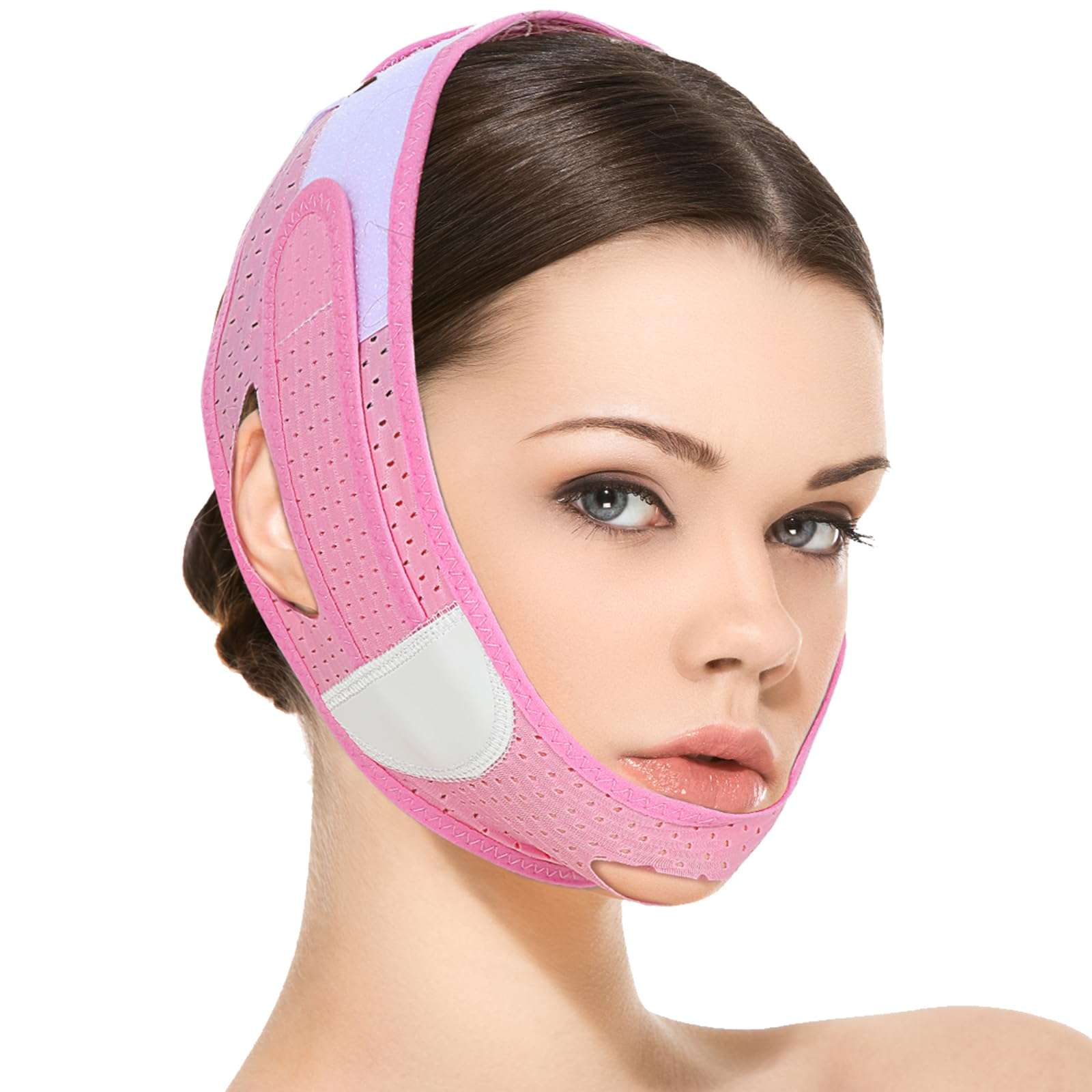 BOHUIZ Adjustable V-Line Lifting ChinStrap, V-Line Mask, Chin Strap for Sleeping, Reusable Face Strap for Women and Men Shaped Face Mask for Sagging(Pink) 1