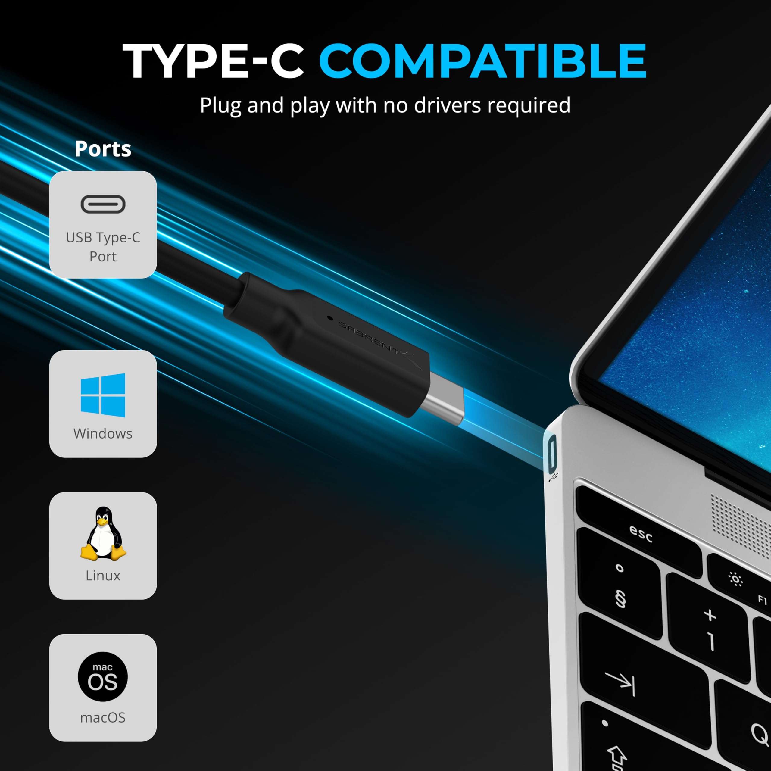 SABRENT USB Type-C 5-Port Hub with 10Gbps USB 3.2 Ports, 4K HDMI Output, 80W Power Delivery, 2X USB-A, 2X USB-C, Portable Docking Station for Laptops Tablets Smartphones, HDR/HDCP Support (HB-TG5P) 6