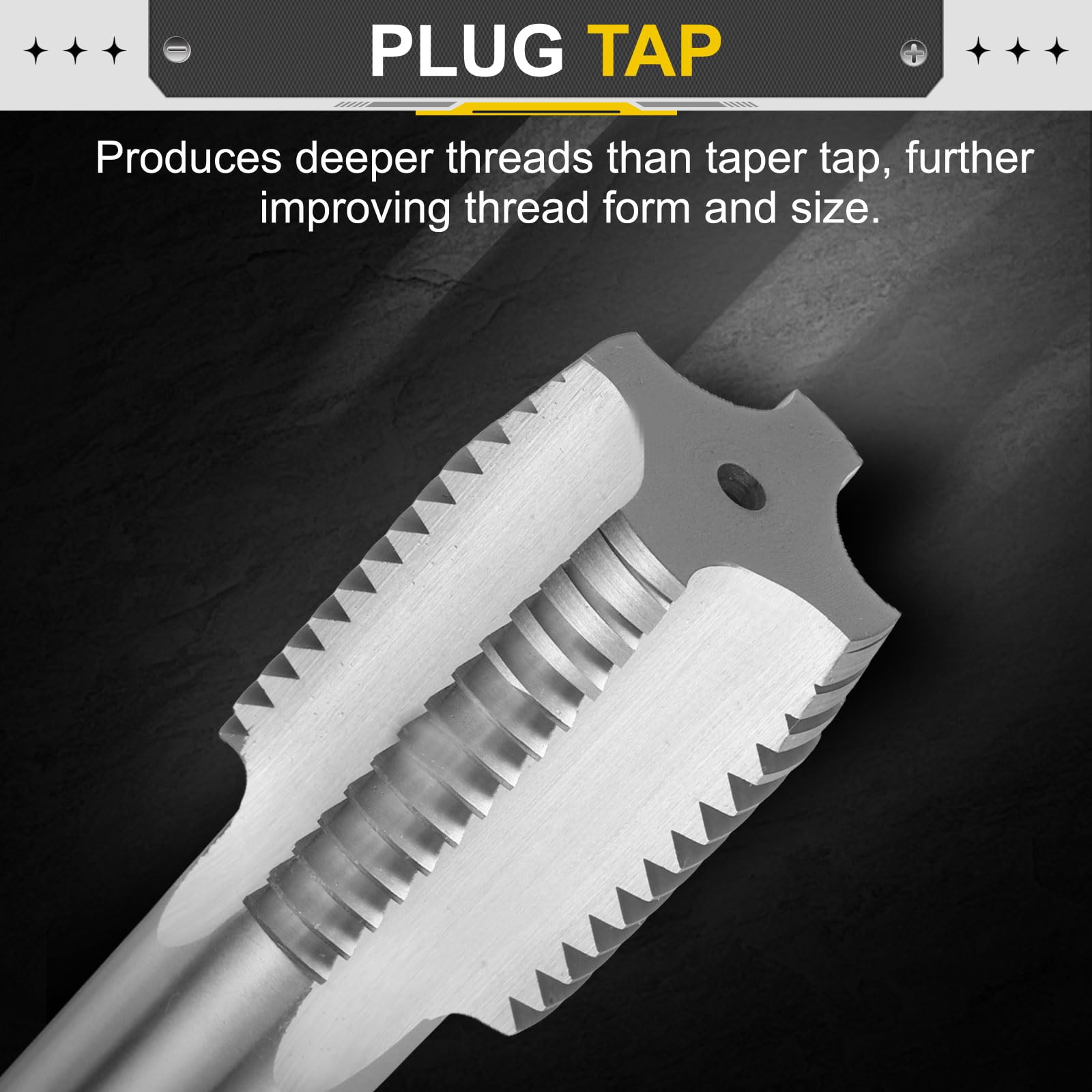 uxcell Hand Plug Tap M48 x 5 H2 Metric Thread Plug Style Taps Straight Flute Screw Tapping Threading Tool High Speed Steel HSS6542 4