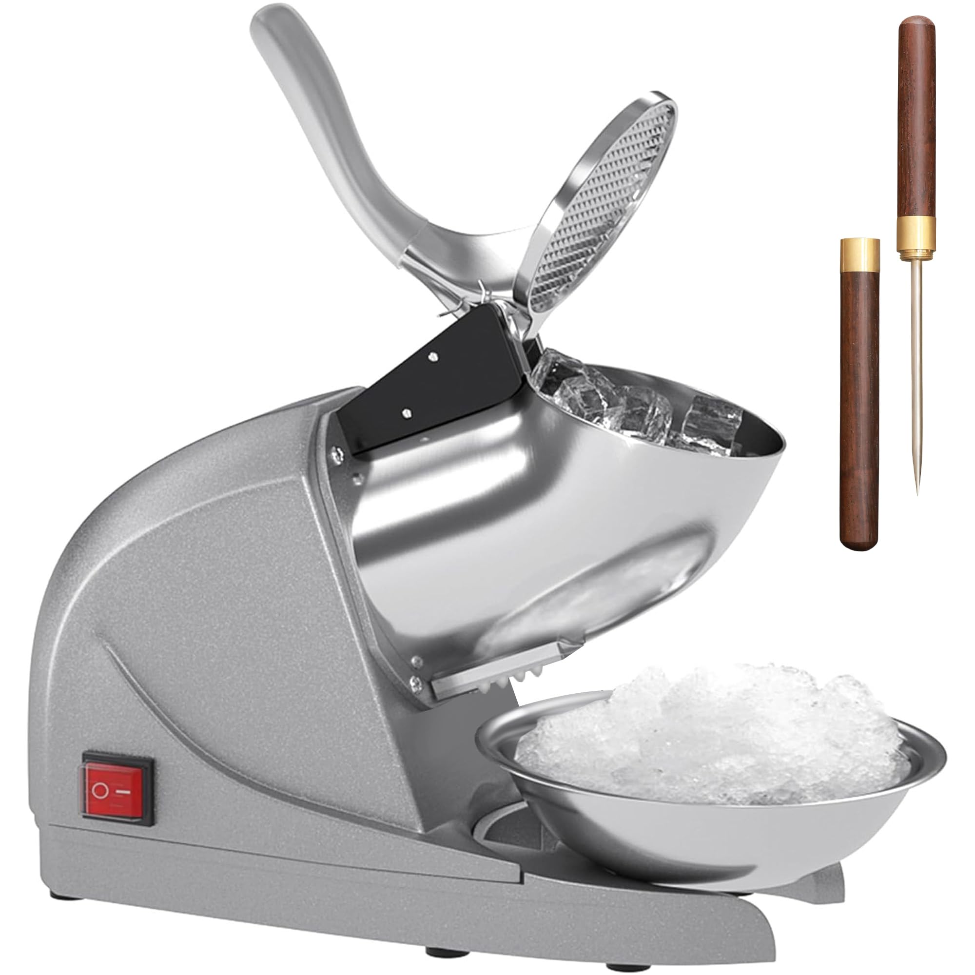 Cocina perfecta Electric Ice Crushers Machine Ice Snow Cone Maker Professional Double Blades Stainless Steel Ice Shaver Machine for Home Commercial Use | Silver 1