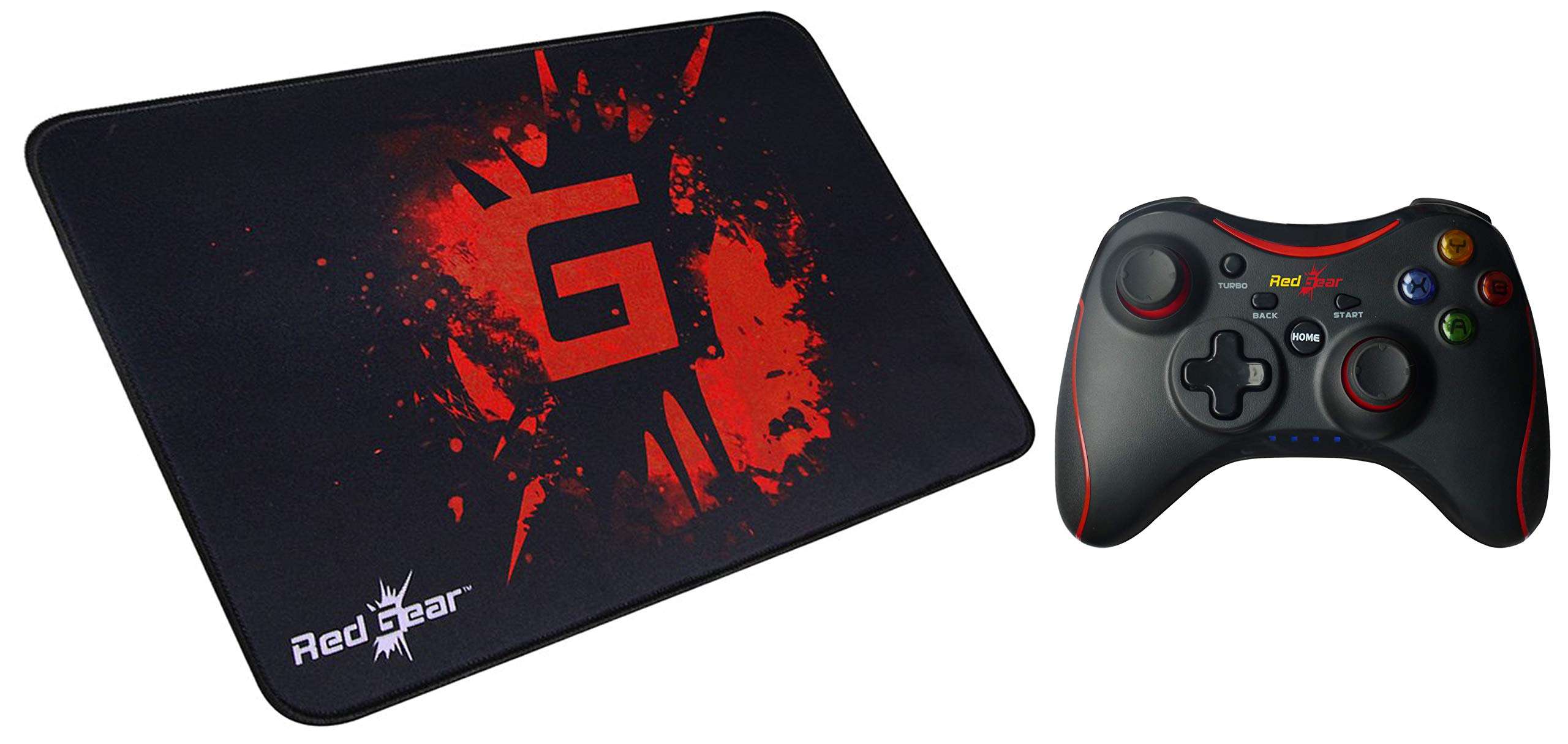 Redgear Pro Series Wired Gamepad Plug and Play Support for All PC Games Supports Windows/8/8.1/10 and MP35 Speed-Type Gaming Mousepad (Black/Red) 1