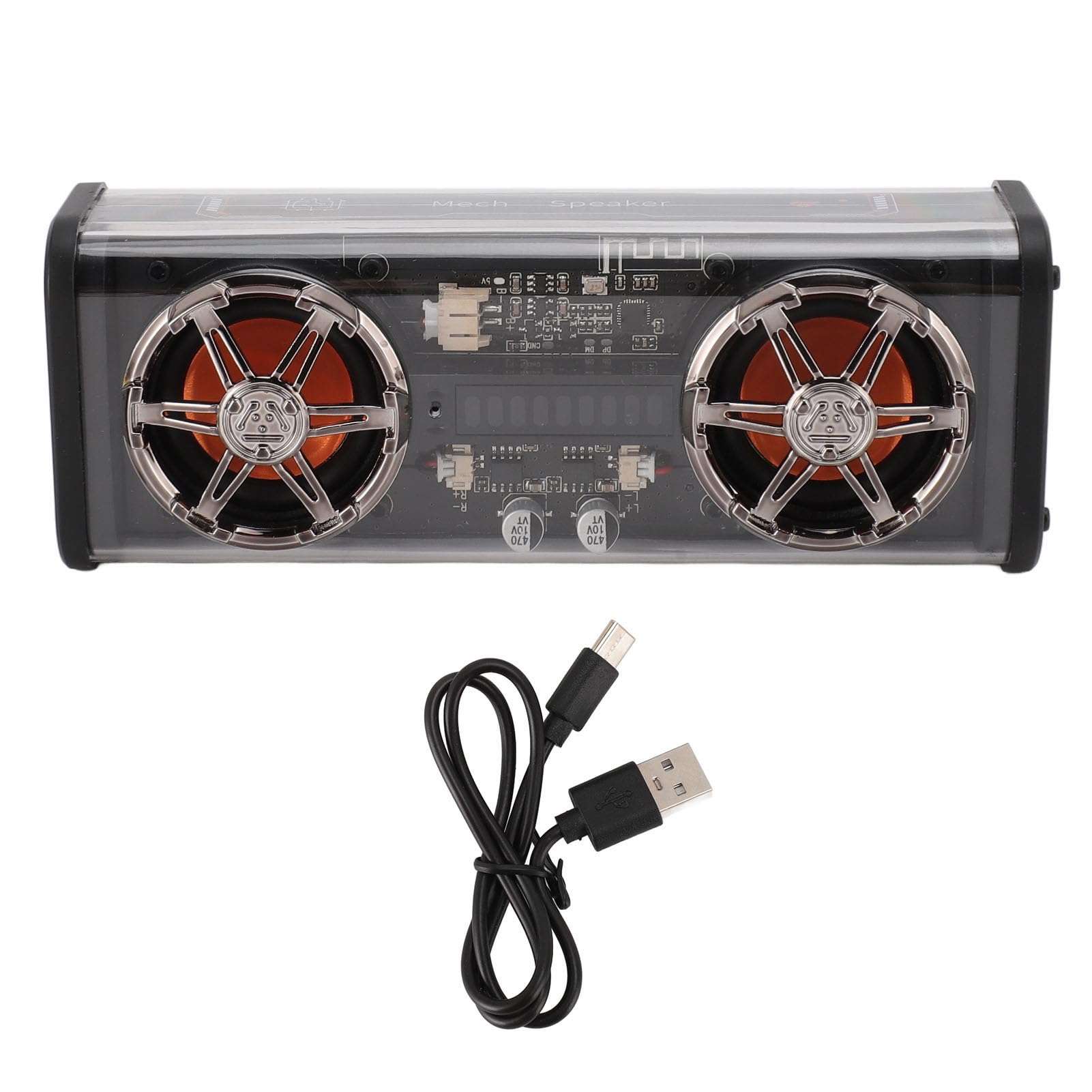 MKYTGFE Transparent Speaker 2x5W Subwoofer Portable Speakers with Colorful Lights for Home Travel (Black) 1