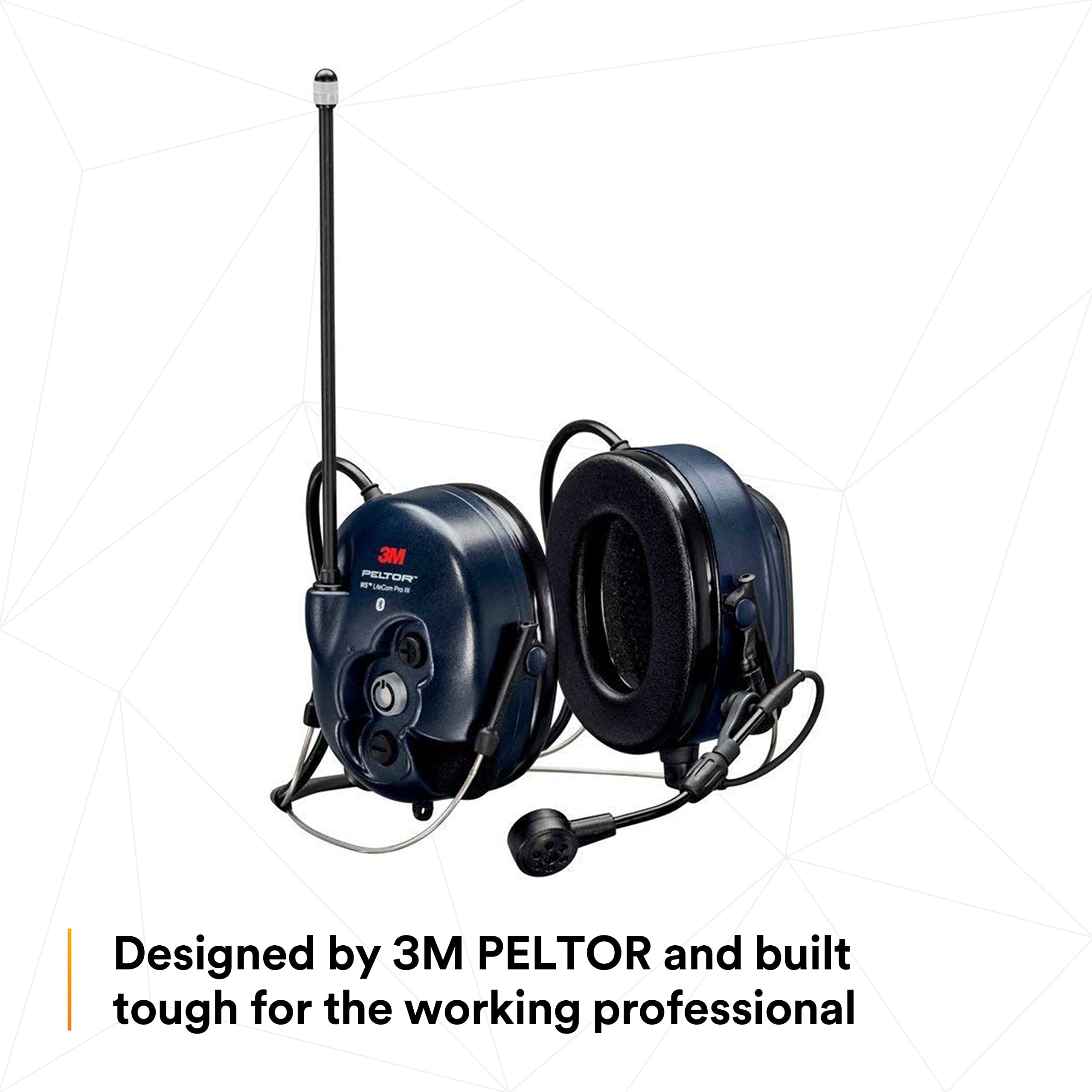 3M PELTOR WS LiteCom PRO III Headset, Neckband, Professional Grade Durability, Wireless Two-Way Communication Radio, Bluetooth, Boom Microphone, Navy Blue, MT73H7B4D10NA 3