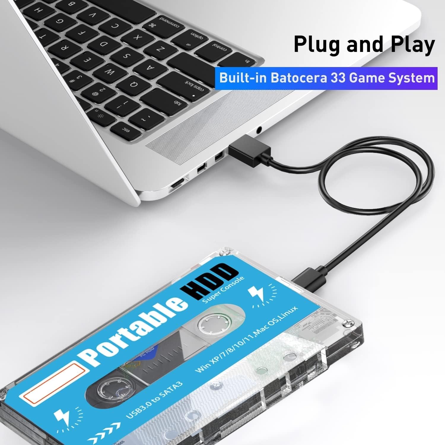 SV Sellaria 500G HDD External Hard Drive with Batocera 33 System, Retro Game Console with 111700 Games, Compatible with Most Emulators,SATA 3.0, for Laptop/PC/Windows/Mac OS 6