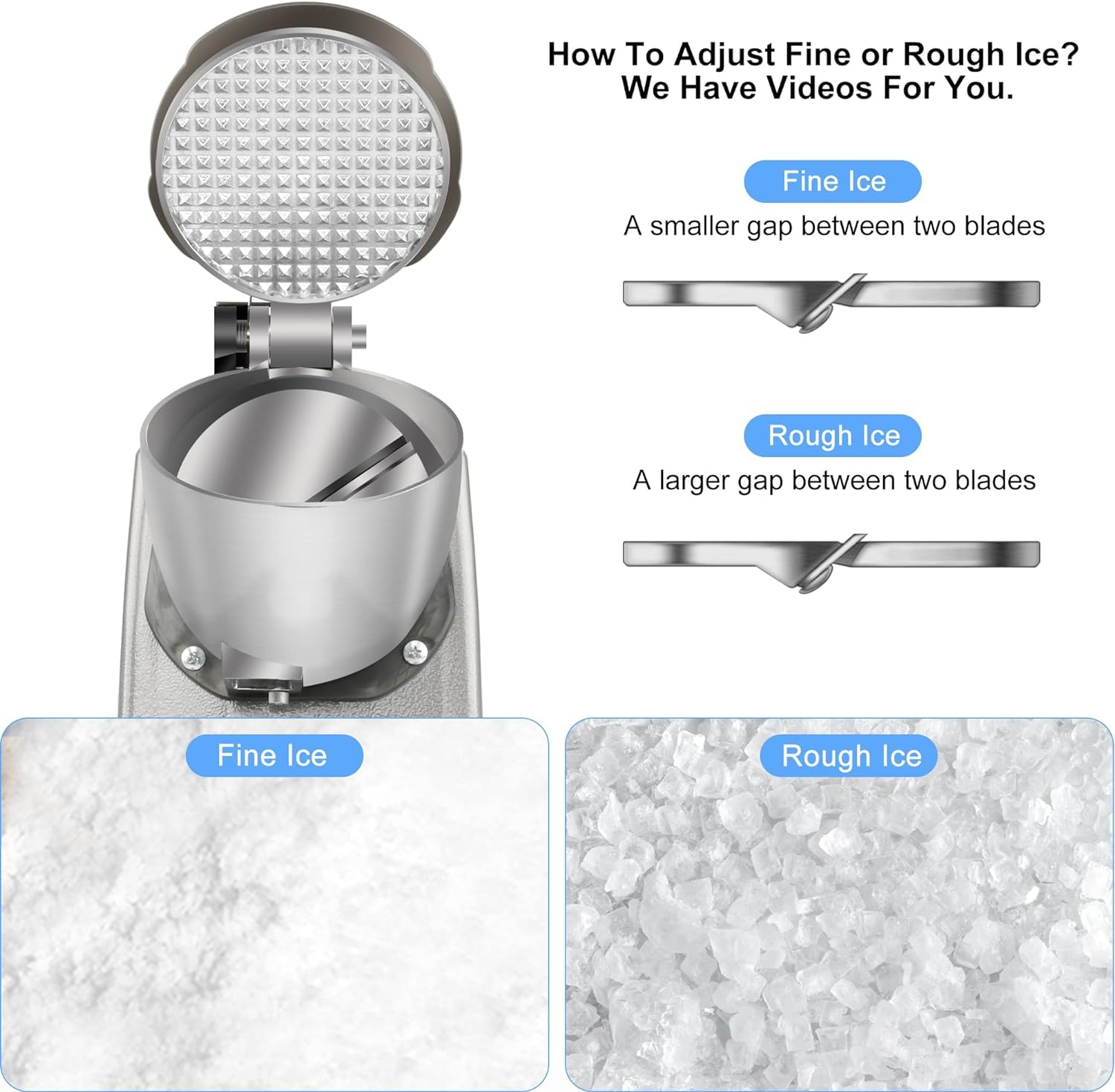 DARKNESS Gola Making Machine Electric Ice Crusher Machine and Ice Scoop with Dual Blades Snow Cone Maker Stainless Steel Shaved Ice Machine Ice Crushers Use in Homes, Cafes, Hotel Restaurants 6